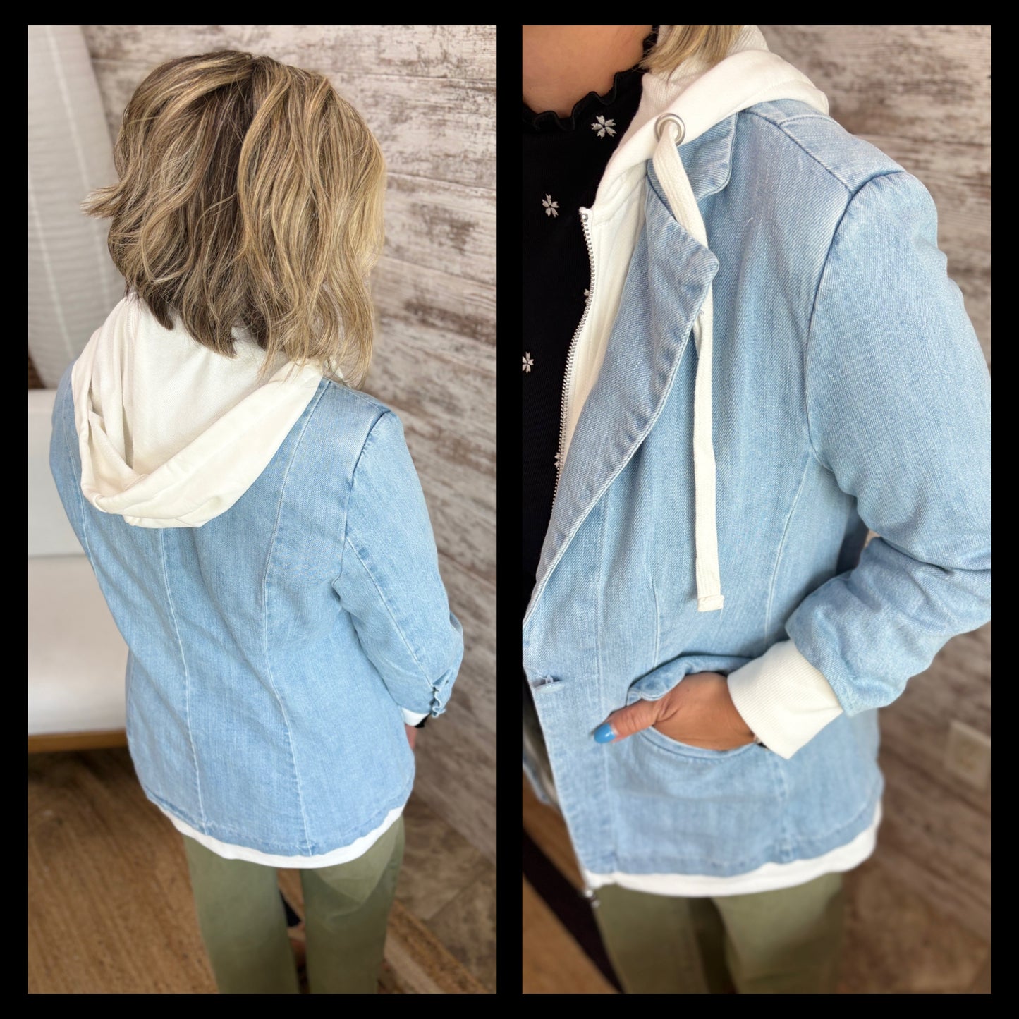 Risen Light Denim Hooded Blazer
