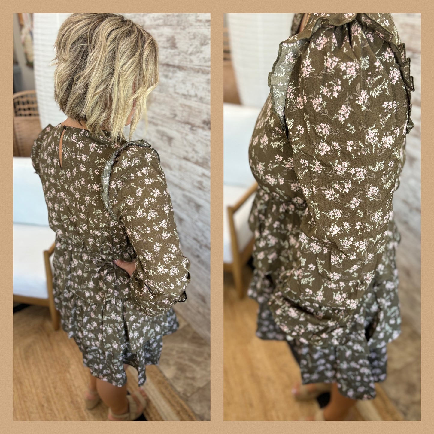Floral Puff Sleeve Tiered Dress
