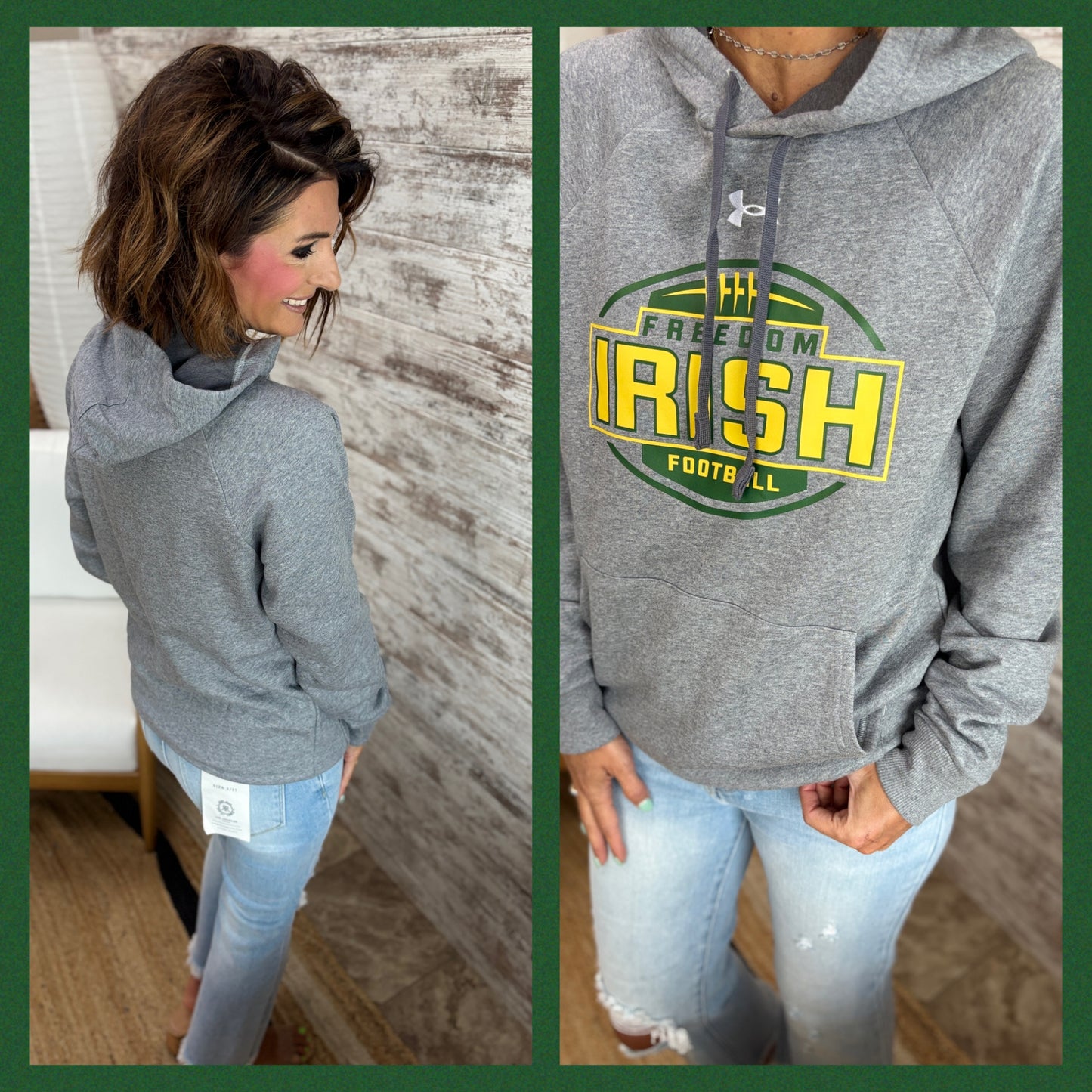 Freedom Irish Football Under Armour Light Grey Fleece Hooded Sweatshirt