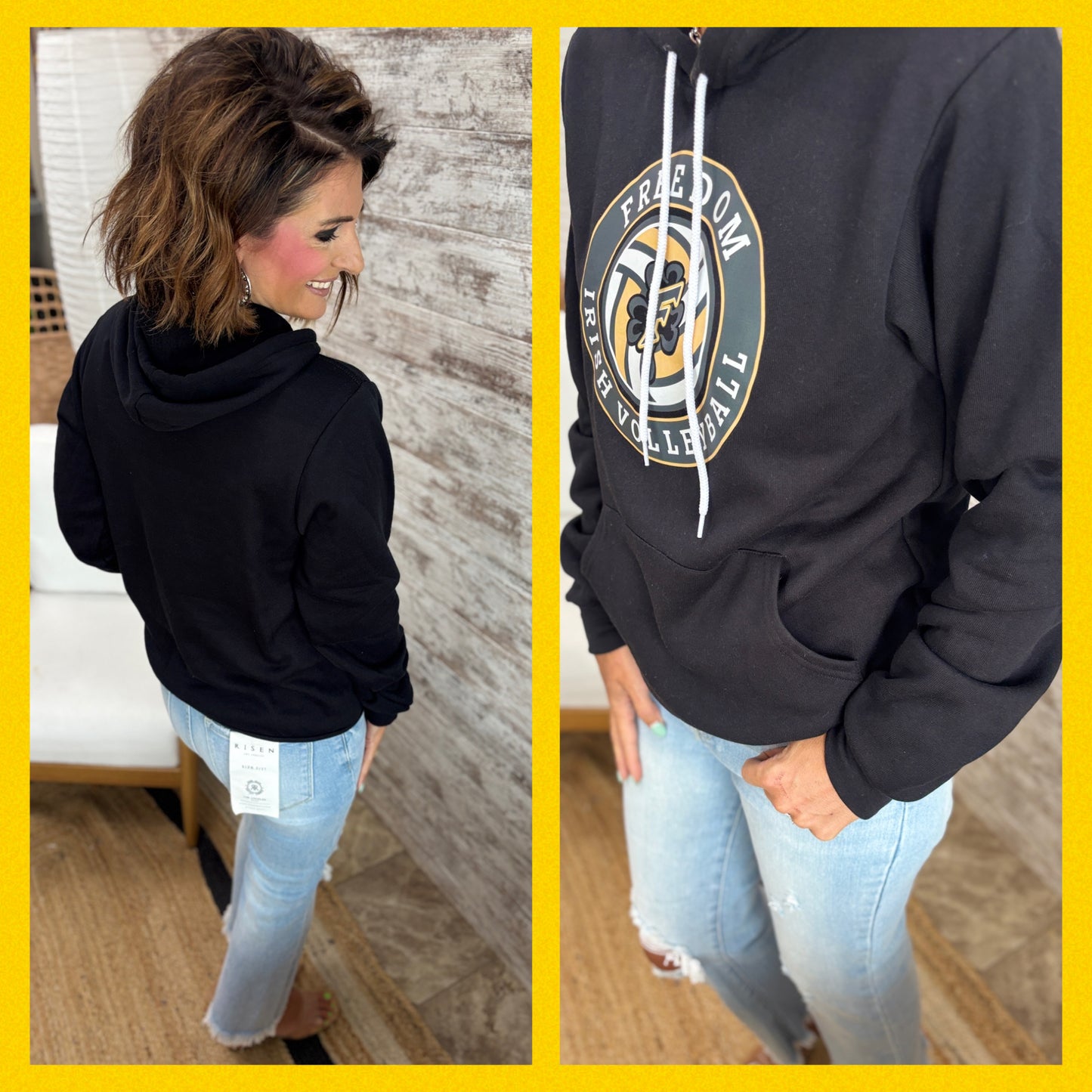 Freedom Irish Volleyball Black Bella Canvas Hoodie