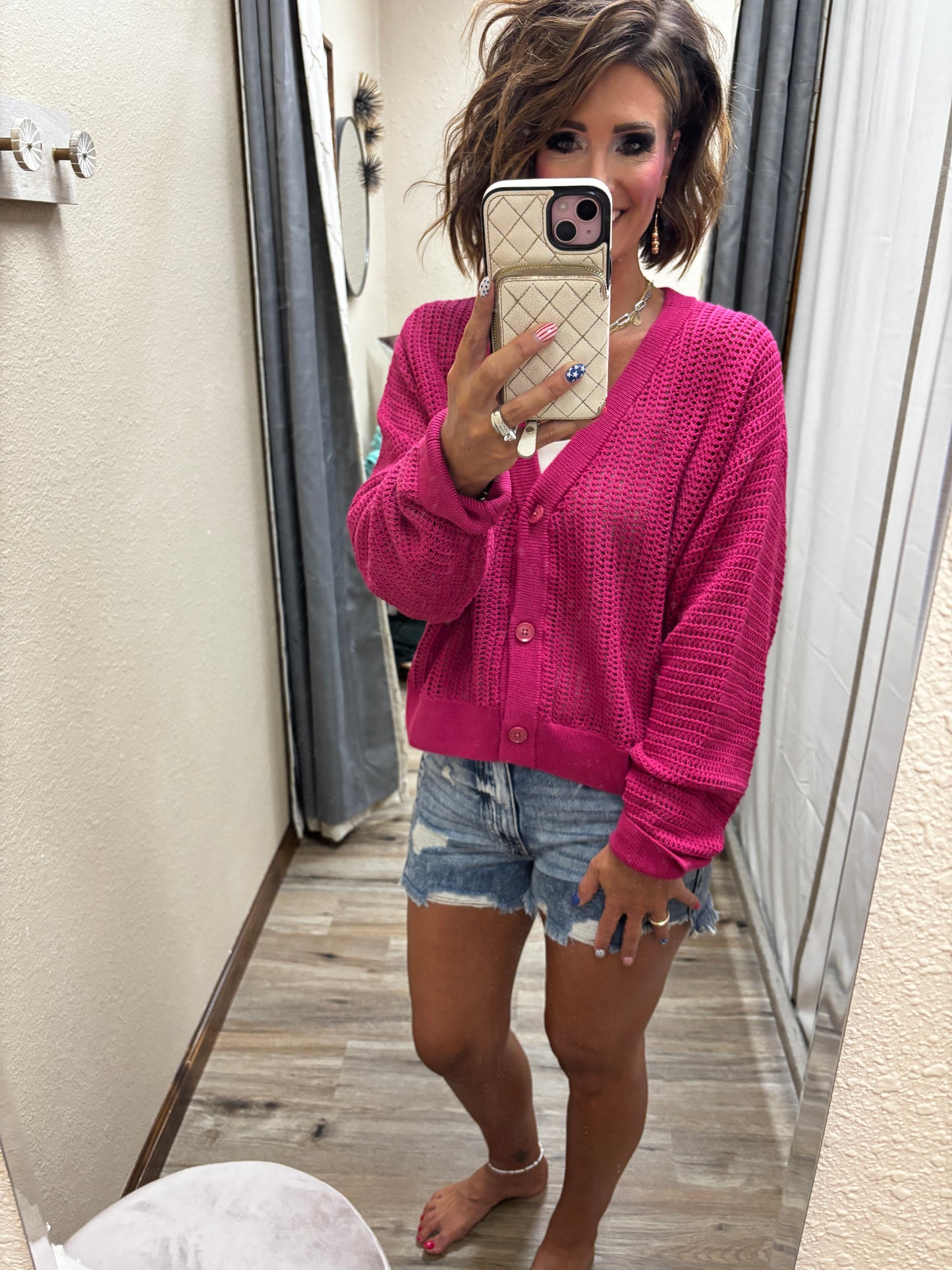 Plum Pink Coastal Crochet Sweater