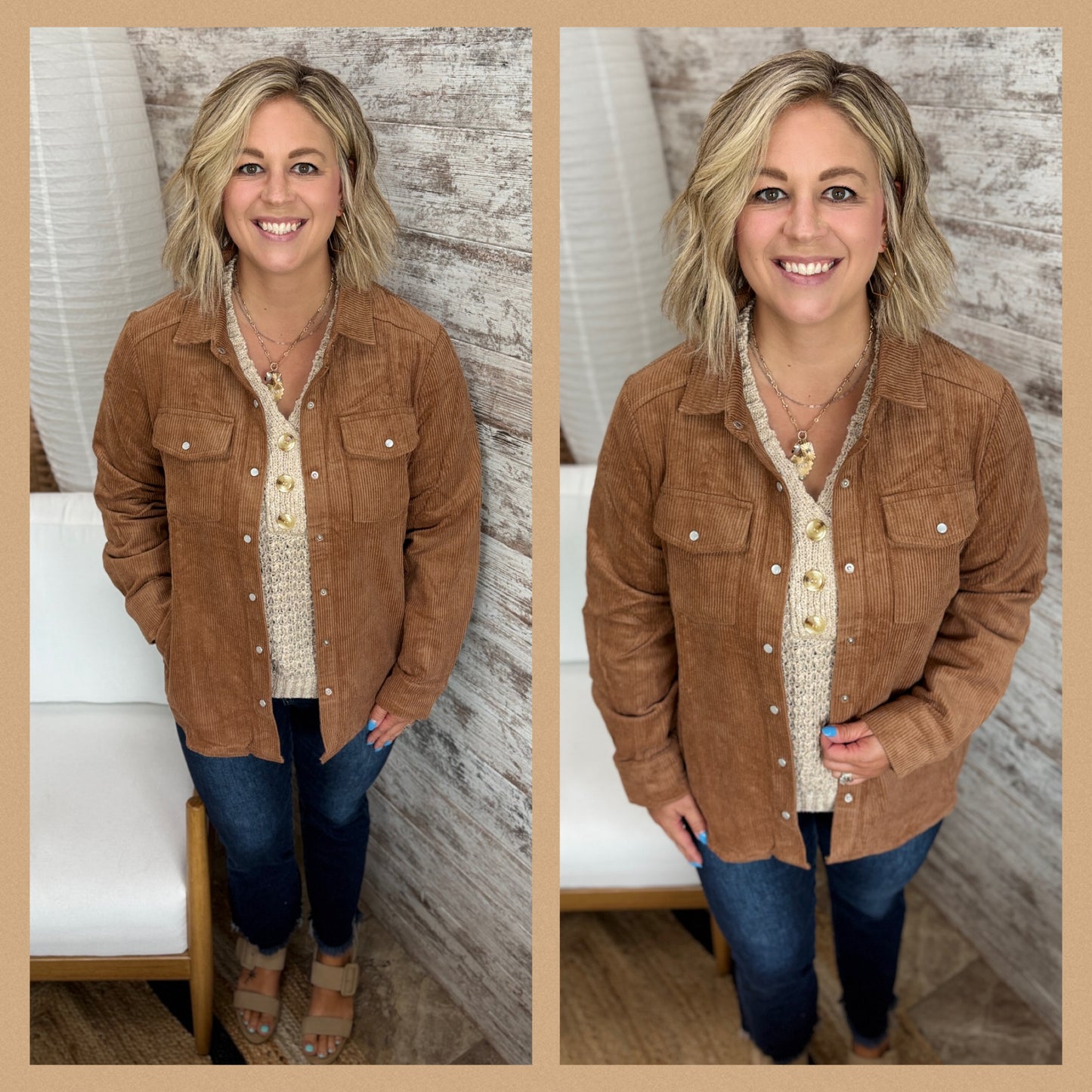 Corduroy Button Up Shacket ~ 2 Colors