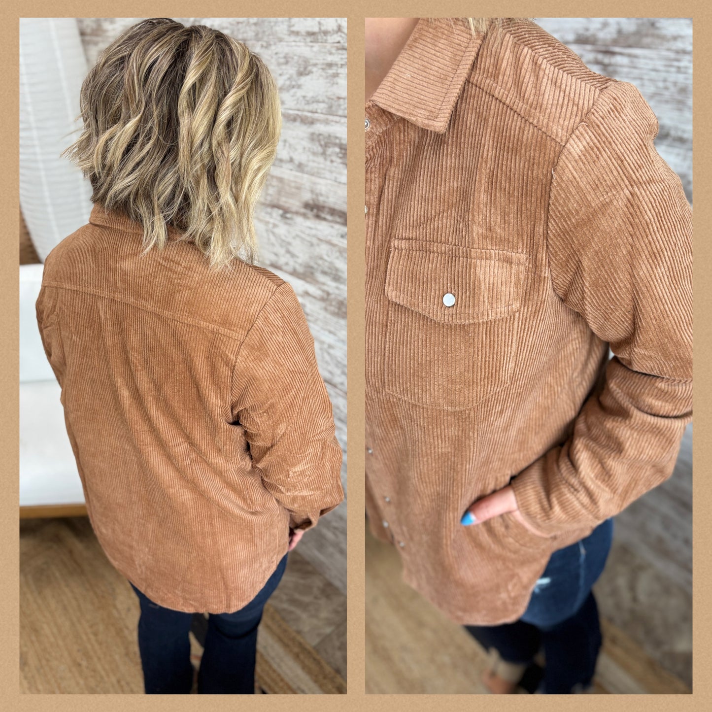 Corduroy Button Up Shacket ~ 2 Colors