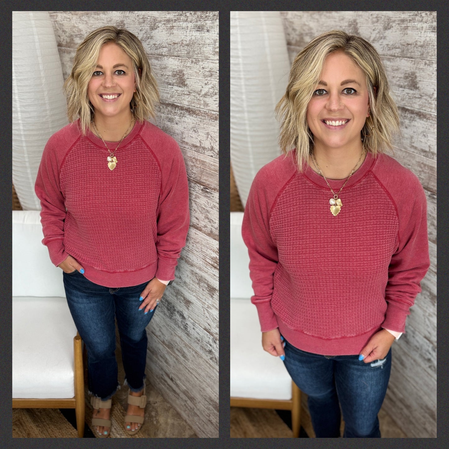 Waffle Knit Pullover ~ 3 Colors