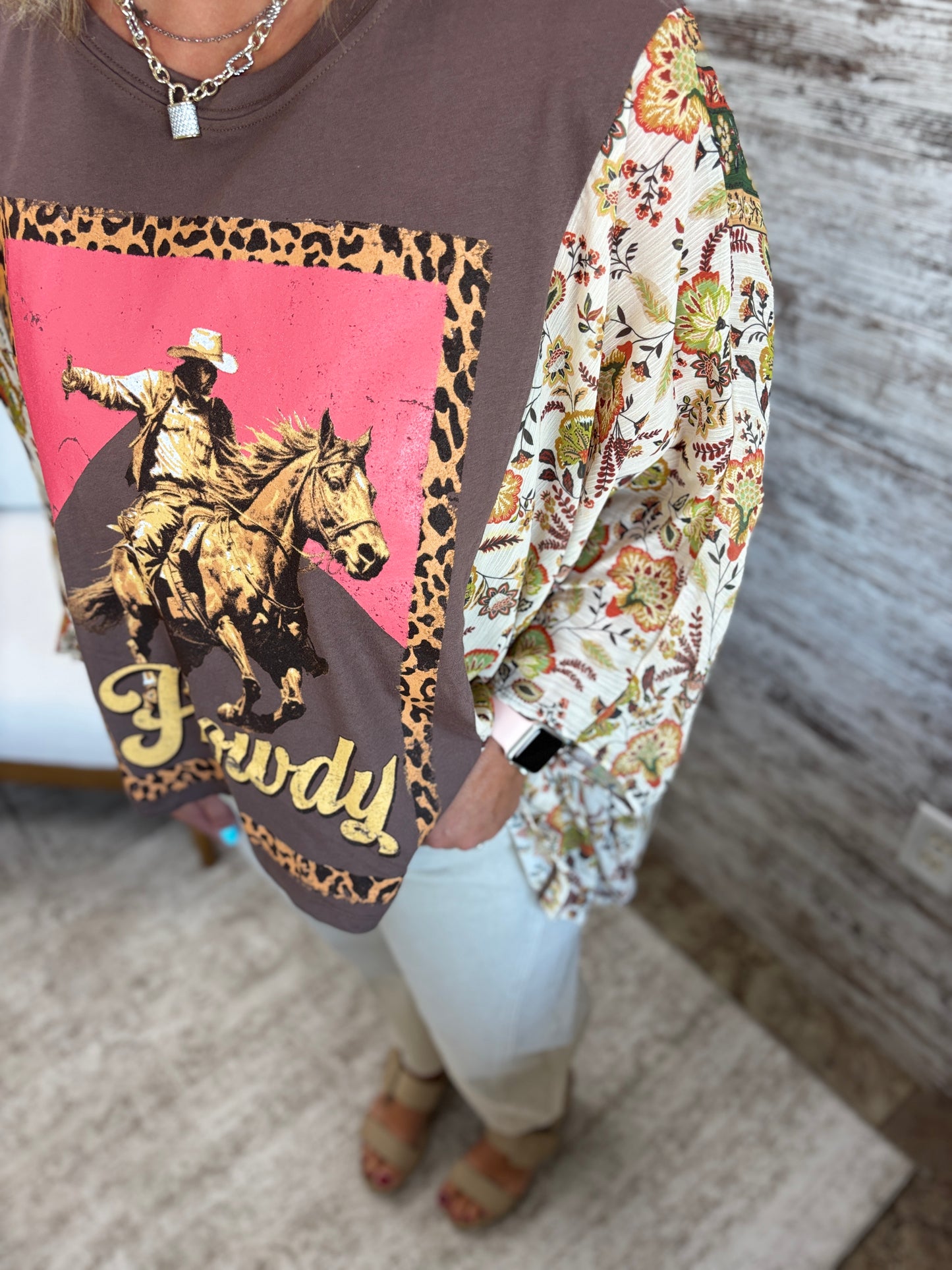 Howdy Leopard Vintage Kaftan Top