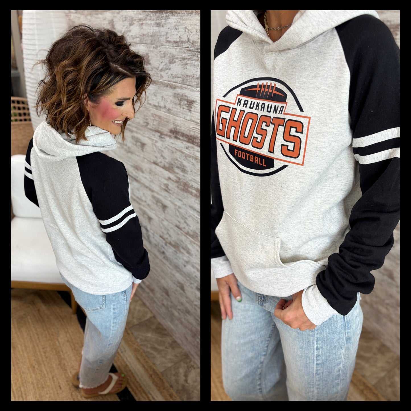 Kaukauna Football Vintage Varsity Black Hoodie