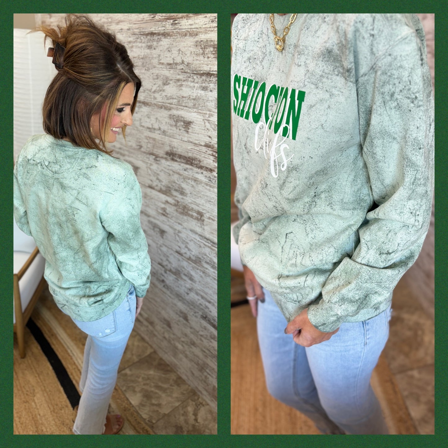 Shiocton Chiefs Green ColorBlast Crewneck