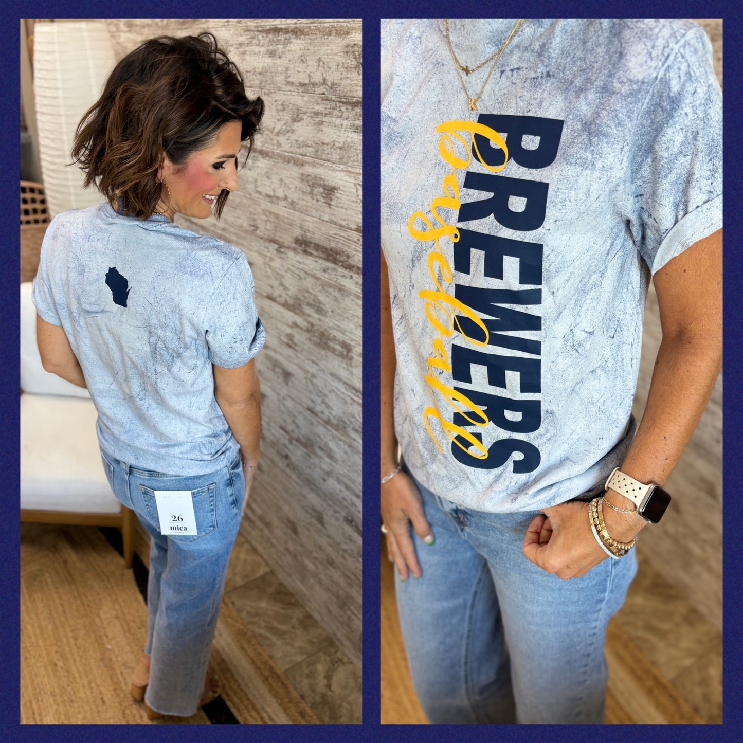 Brewers Baseball Comfort Colors Ocean Dyed Tee