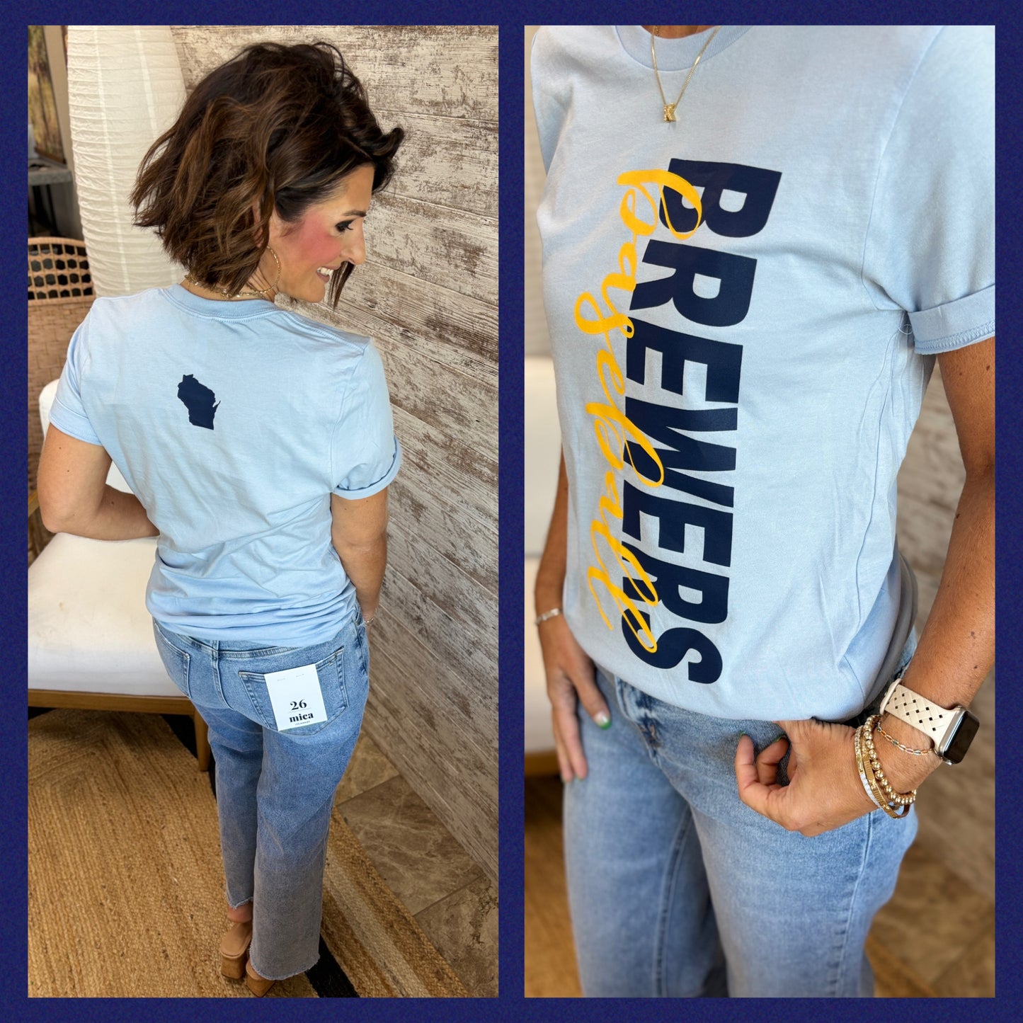 Brewers Baseball Bella Canvas Light Blue Tee