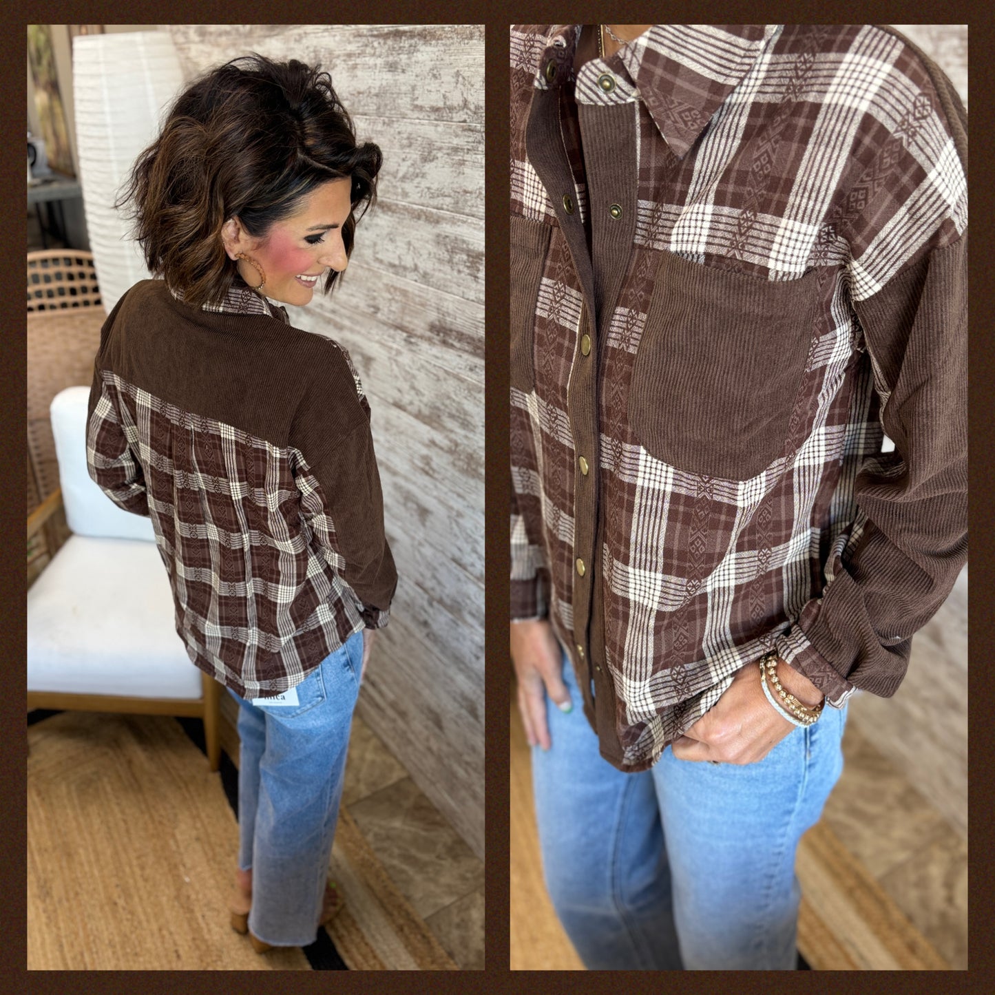 Brown Plaid Button Down Shirt