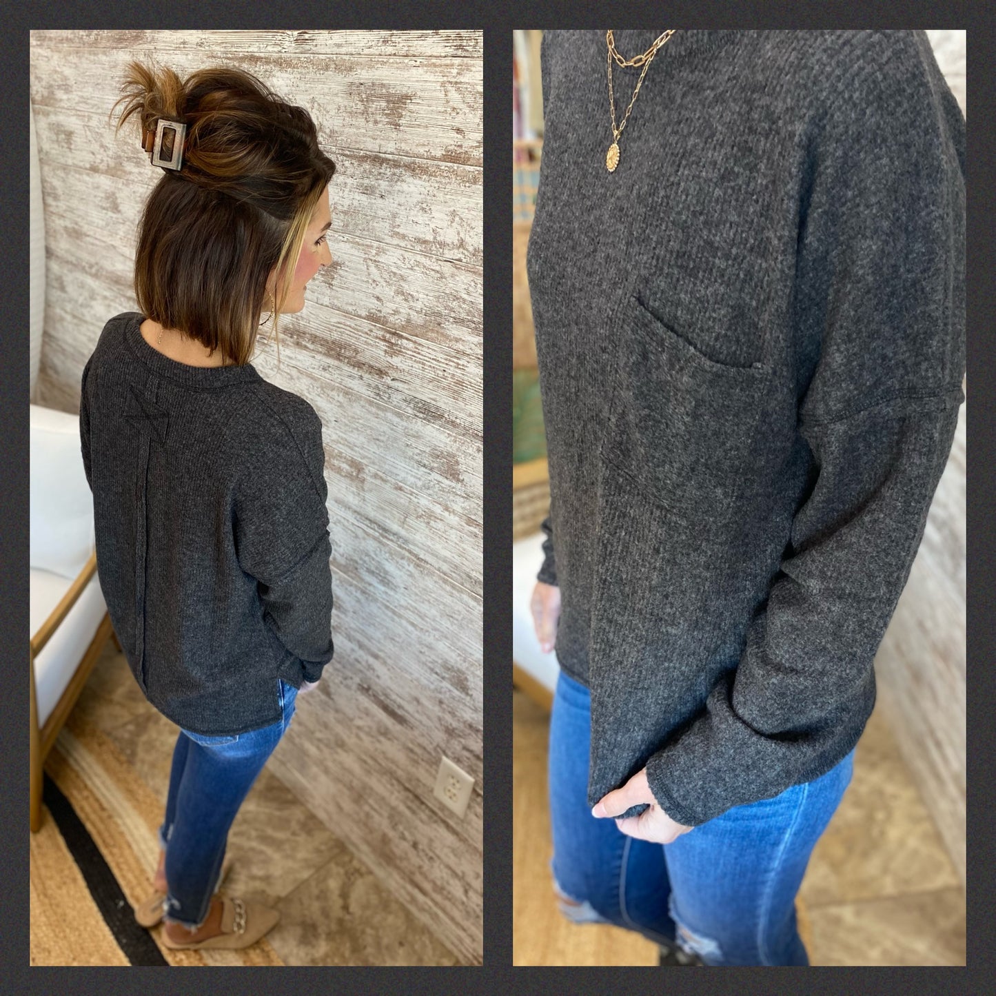 RIBBED BRUSHED MELANGE HACCI SWEATER