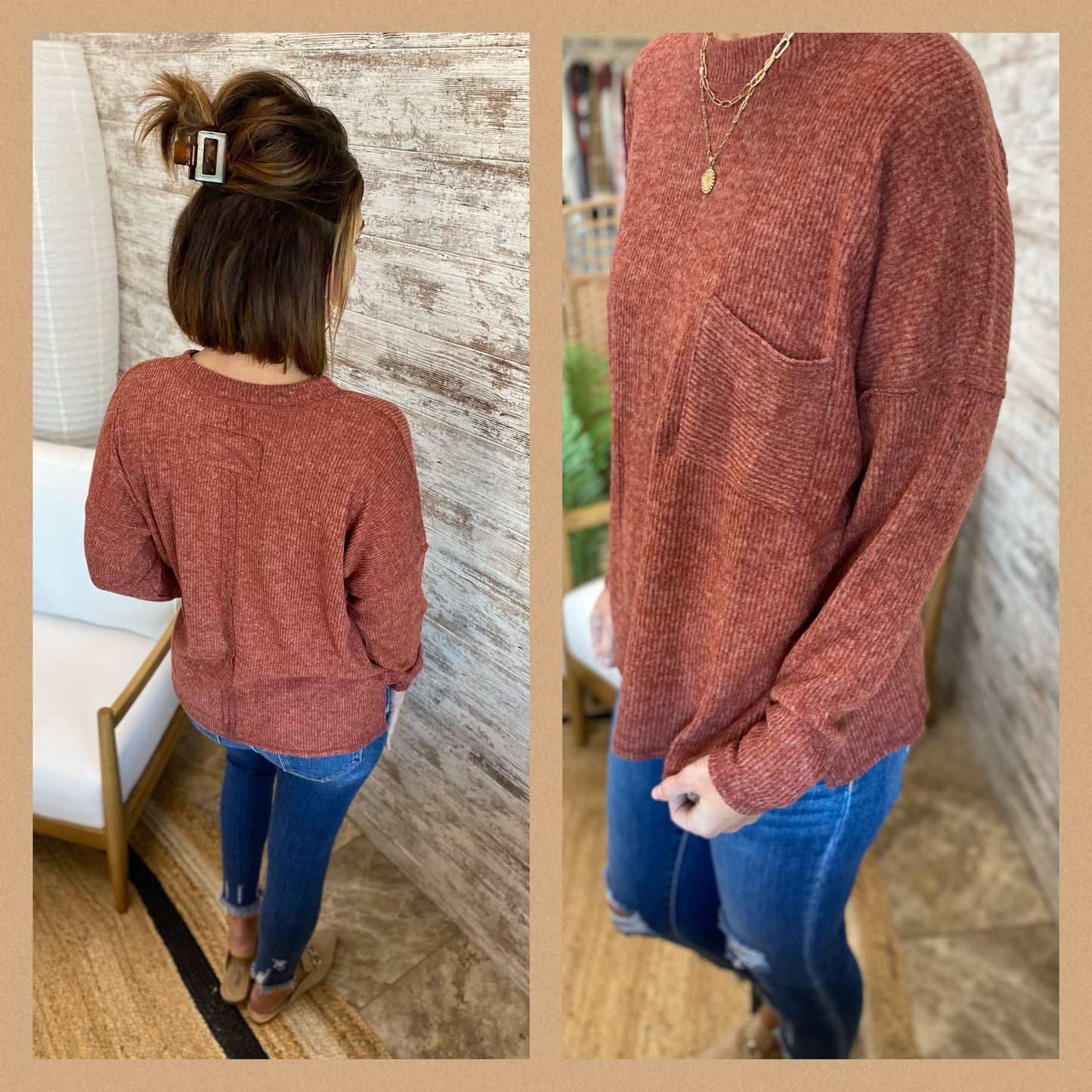 RIBBED BRUSHED MELANGE HACCI SWEATER