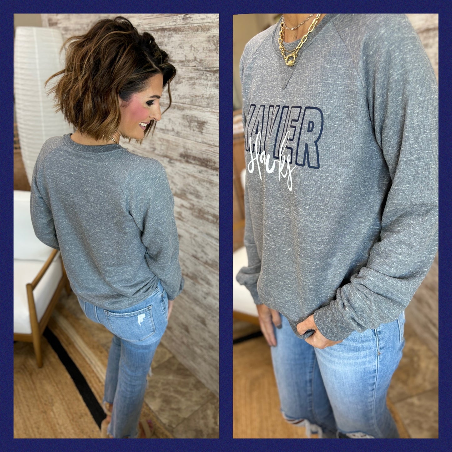 Xavier Hawks Heathered Grey Jerzee Crewneck