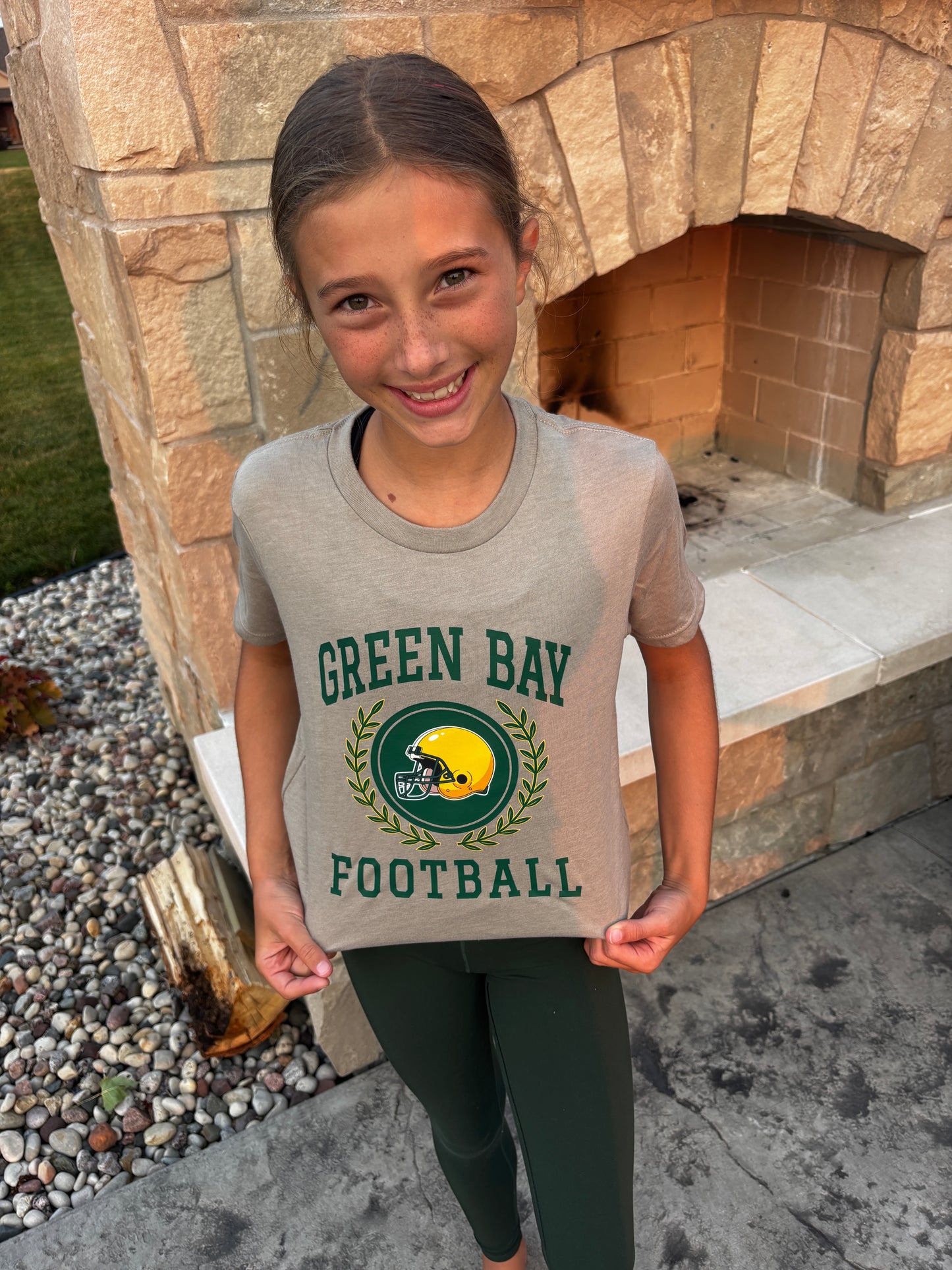 Green Bay Football Bella Canvas Heather Stone Tee~ ~Youth and Adult