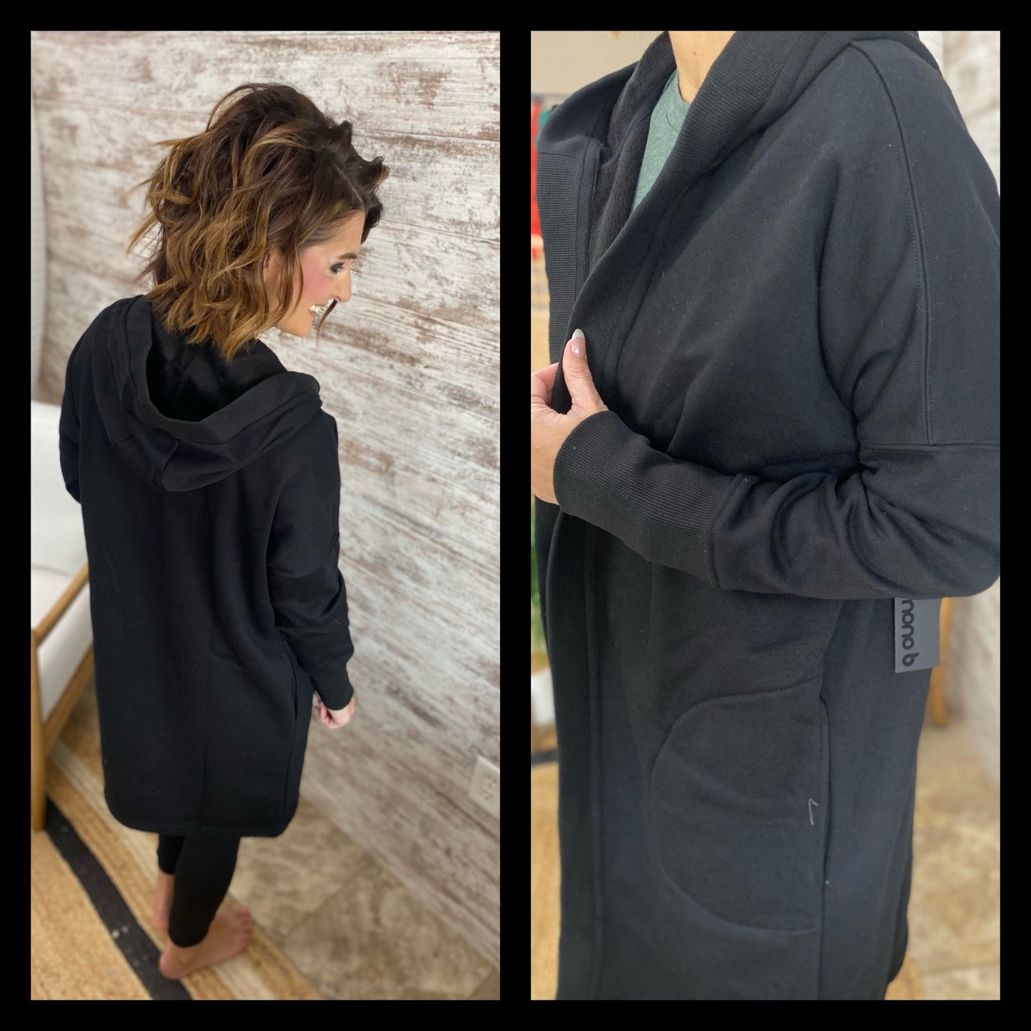 Black Long Cardigan with Fleece Lining