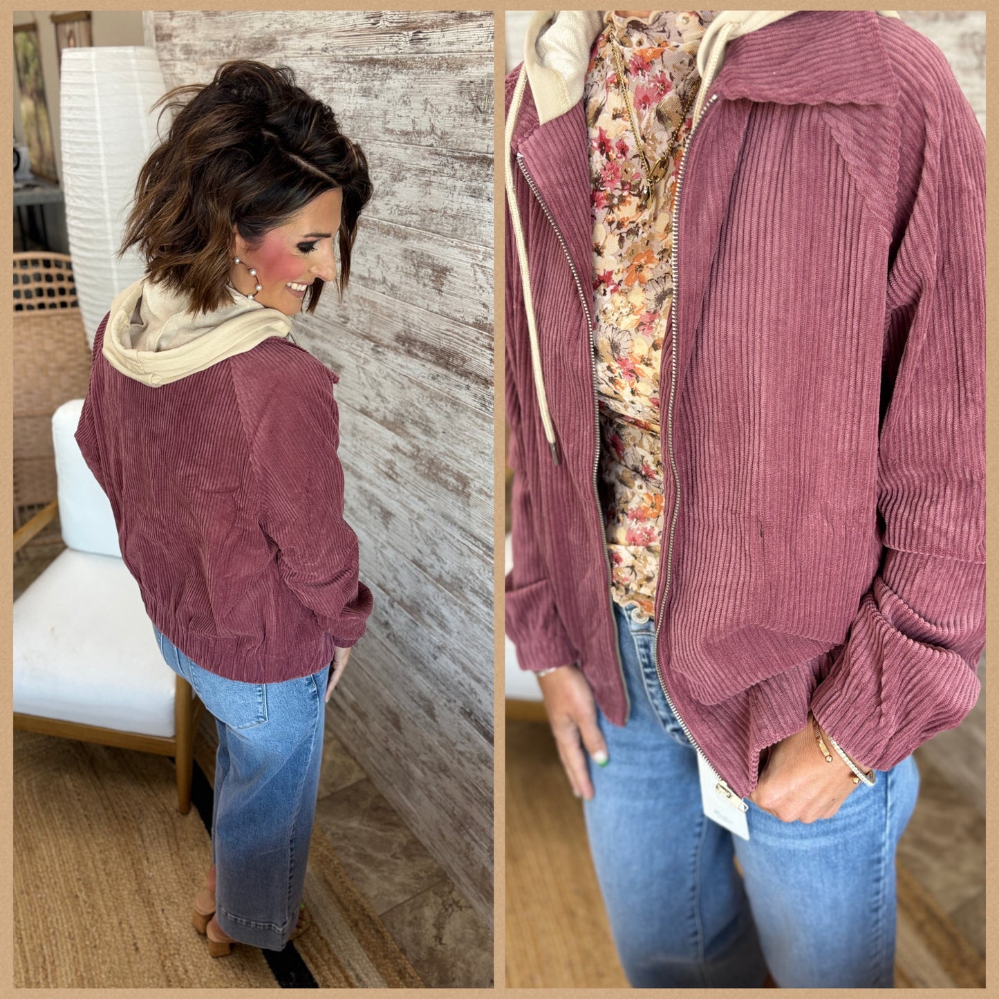 Corduroy Hooded Jacket ~ 3 Colors