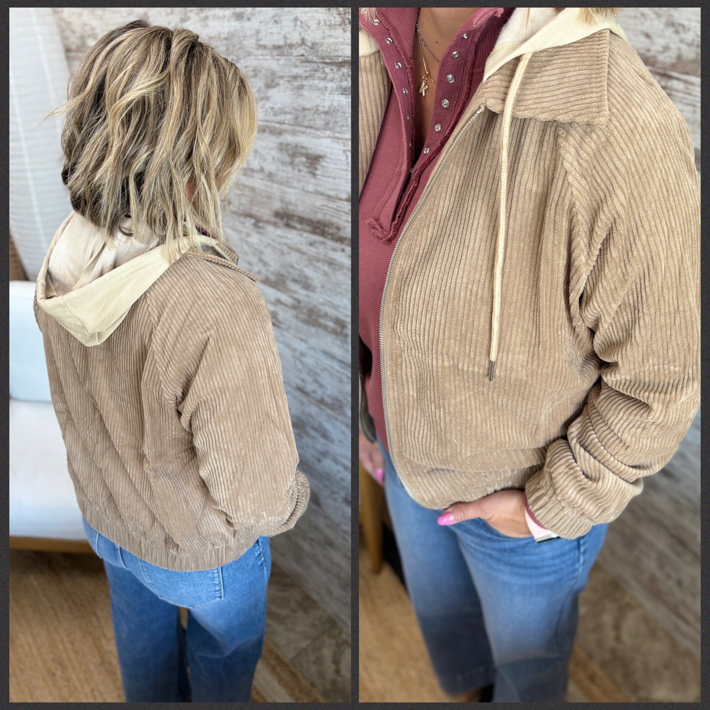 Corduroy Hooded Jacket ~ 3 Colors