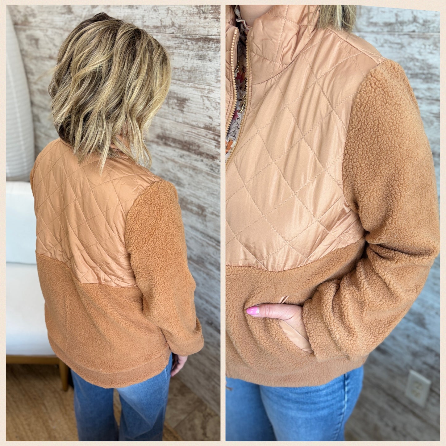 Camel Quiled/Fleece Jacket