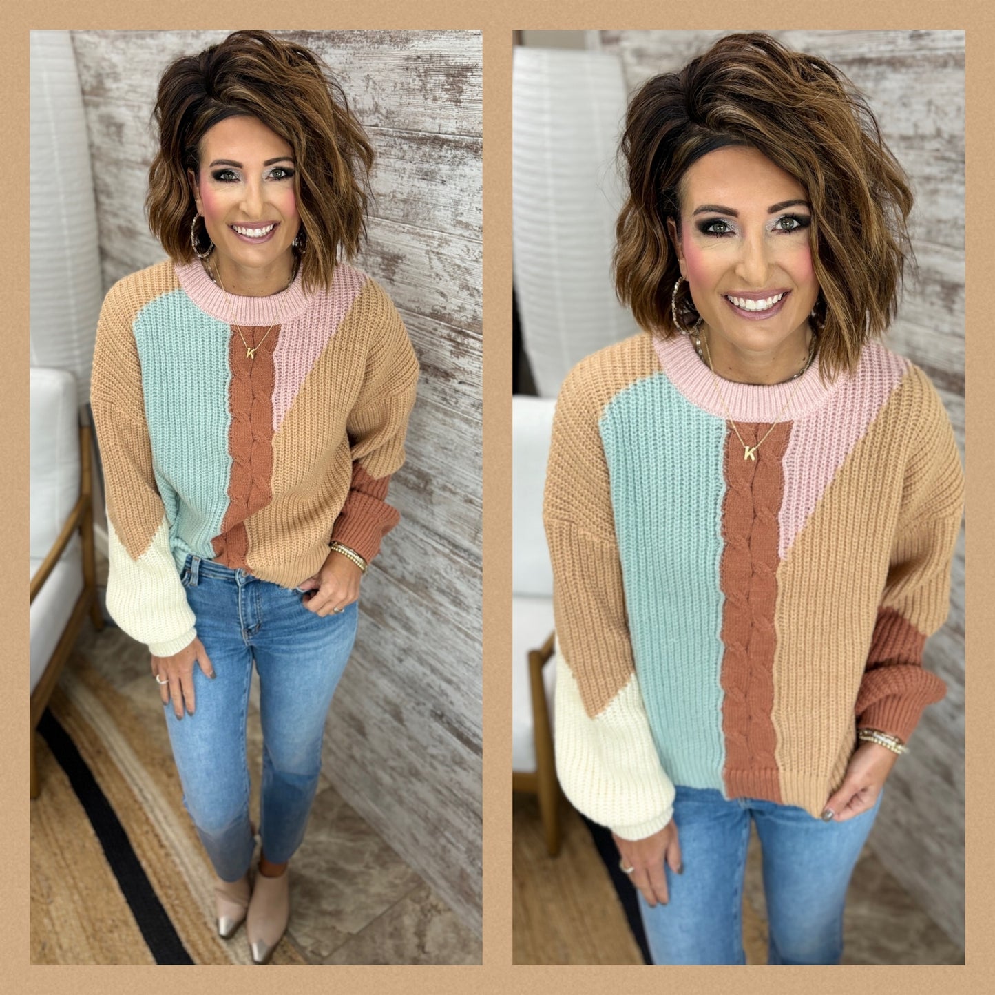 Blush Colorblock Cozy Sweater