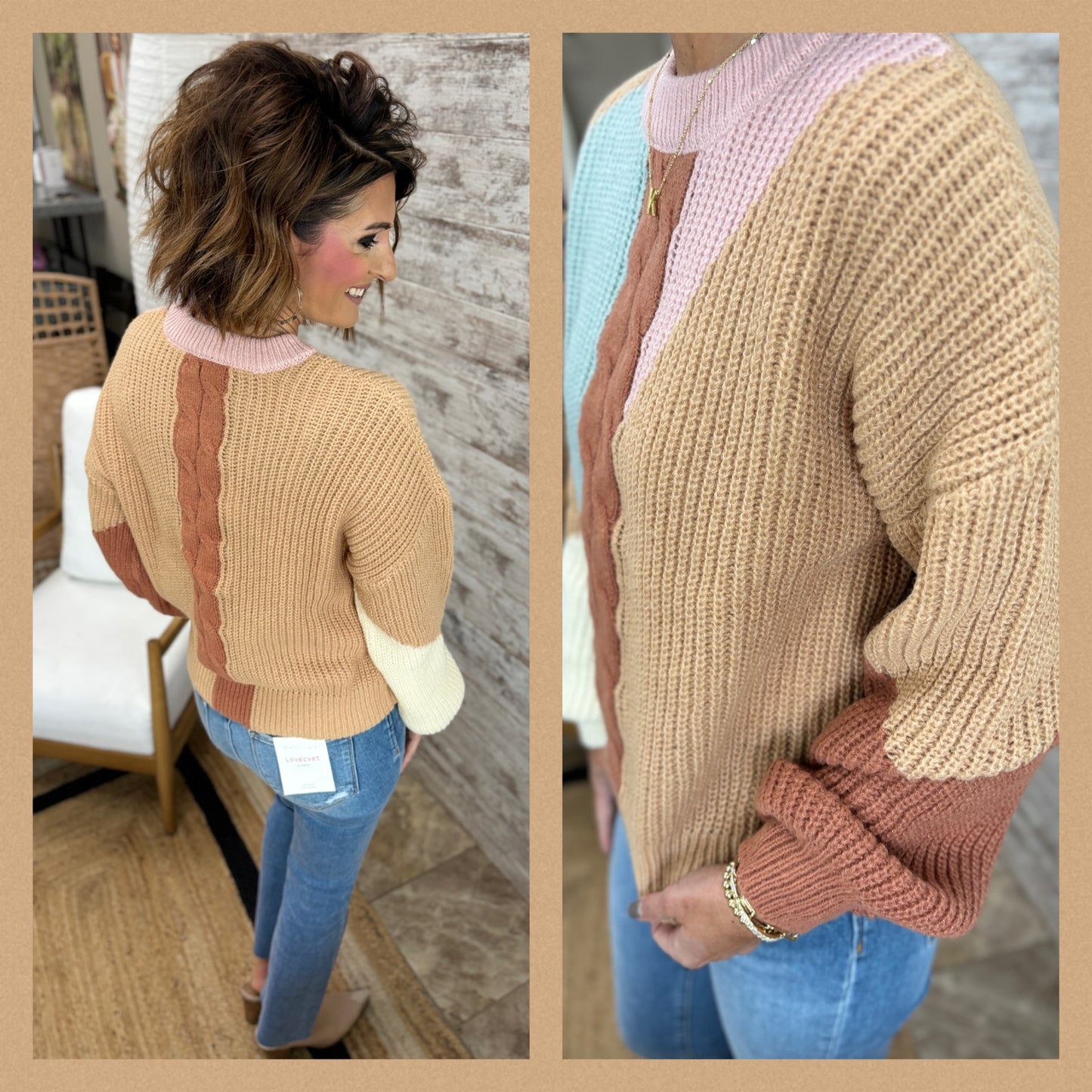 Blush Colorblock Cozy Sweater