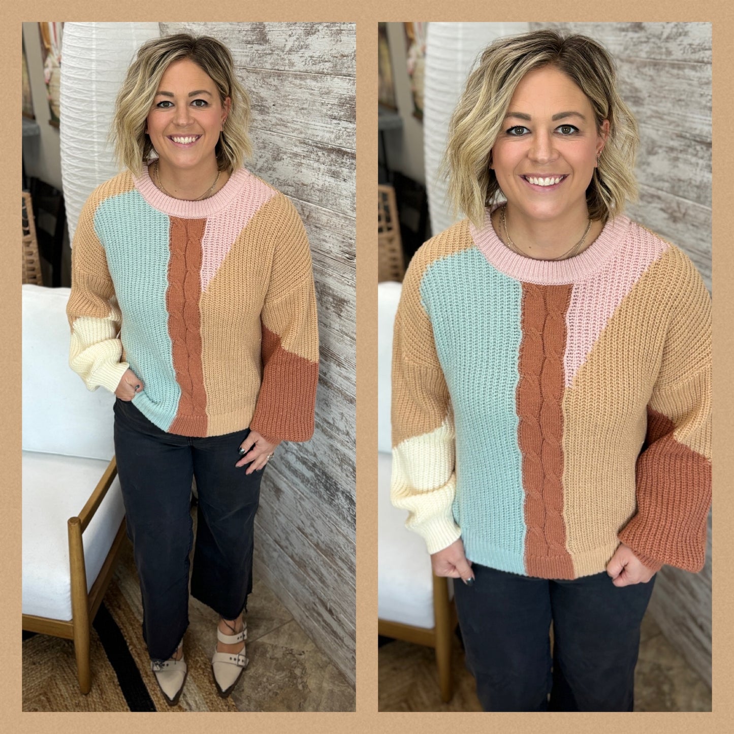 Blush Colorblock Cozy Sweater