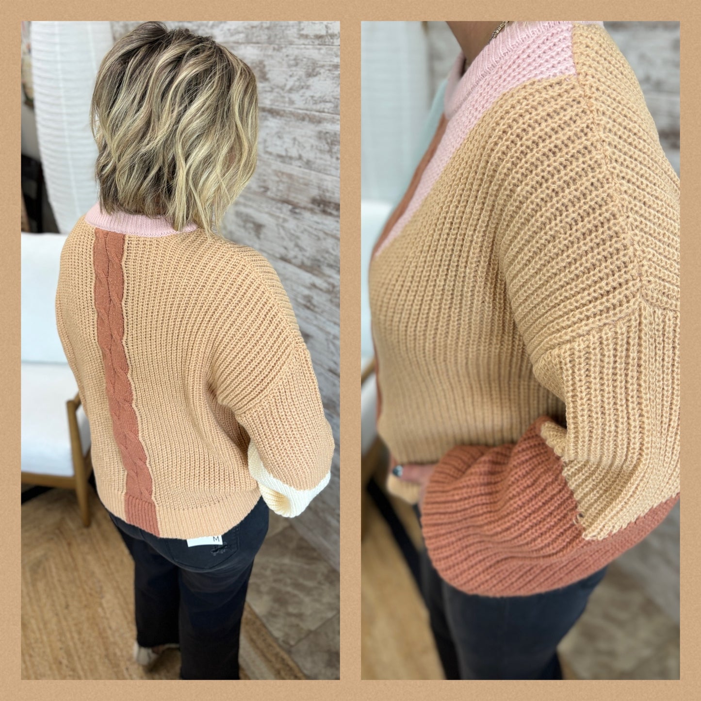 Blush Colorblock Cozy Sweater