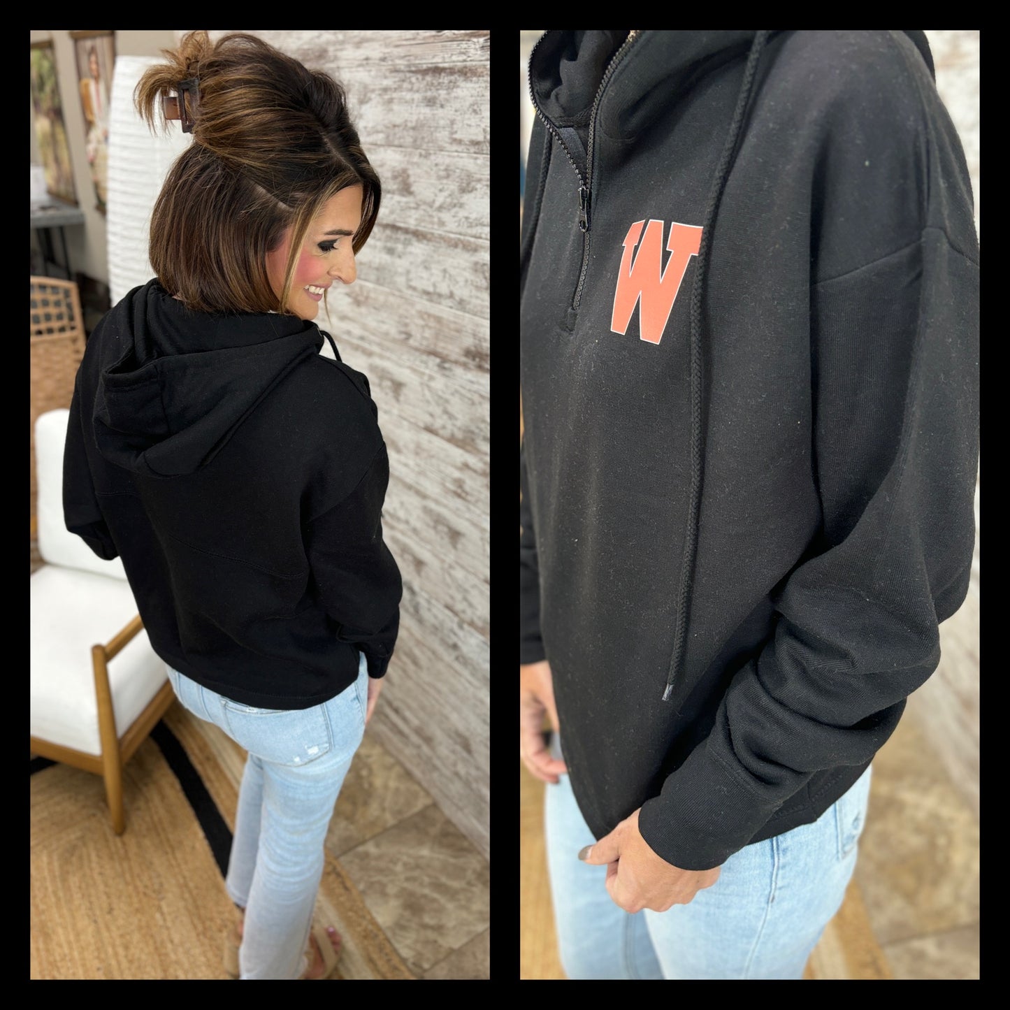 West Depere Black Enza Boxy 1/4 Zip