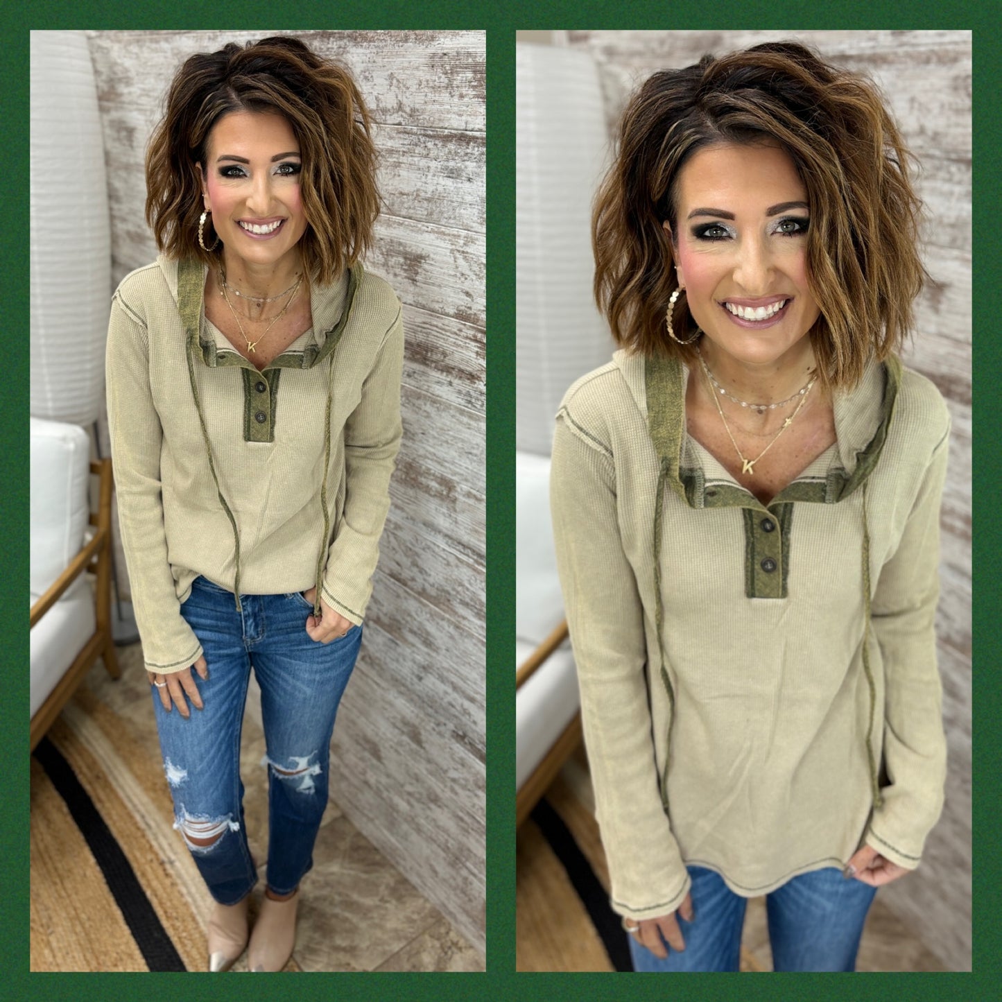 Snow Wash Thermal Hoodie ~ 2 Colors