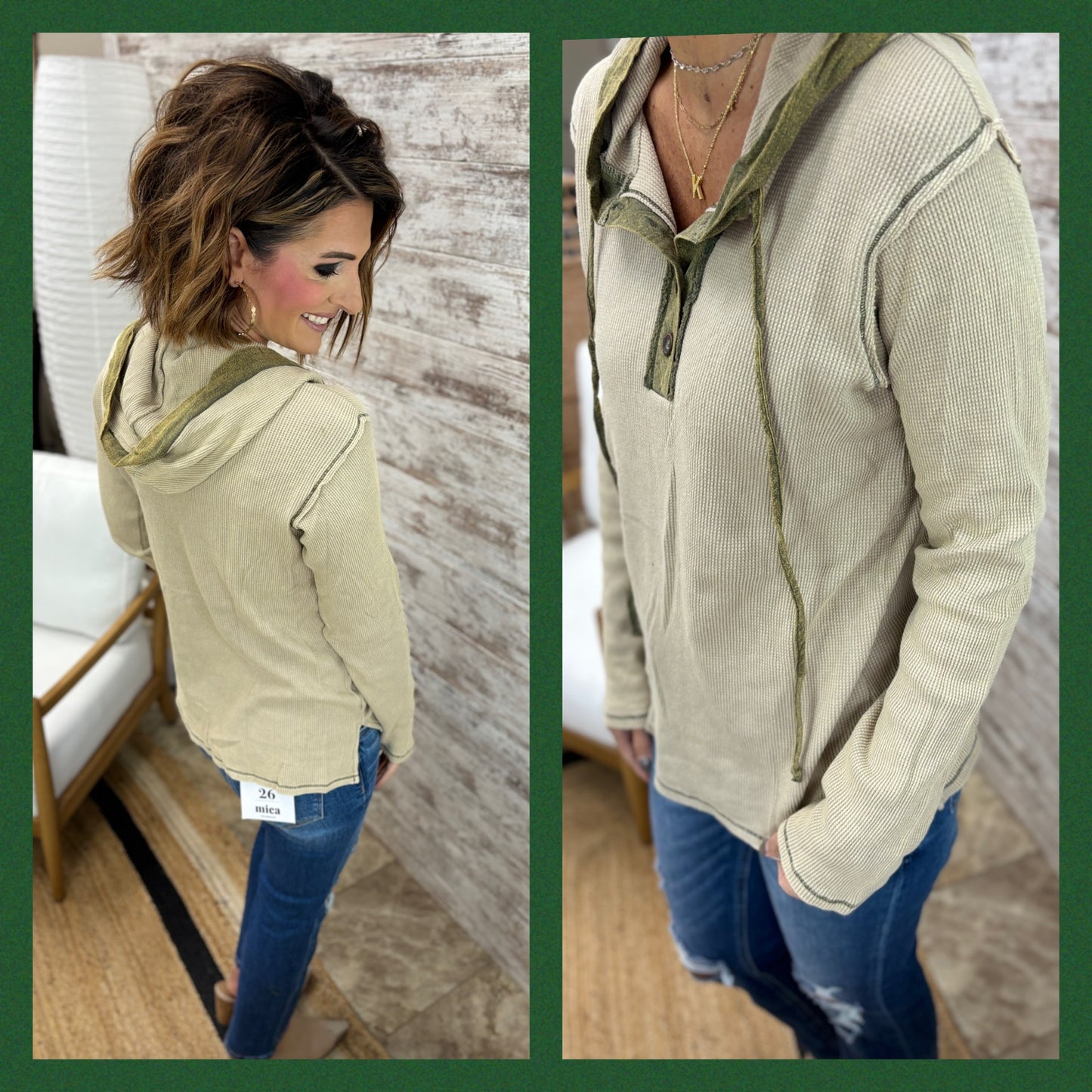 Snow Wash Thermal Hoodie ~ 2 Colors