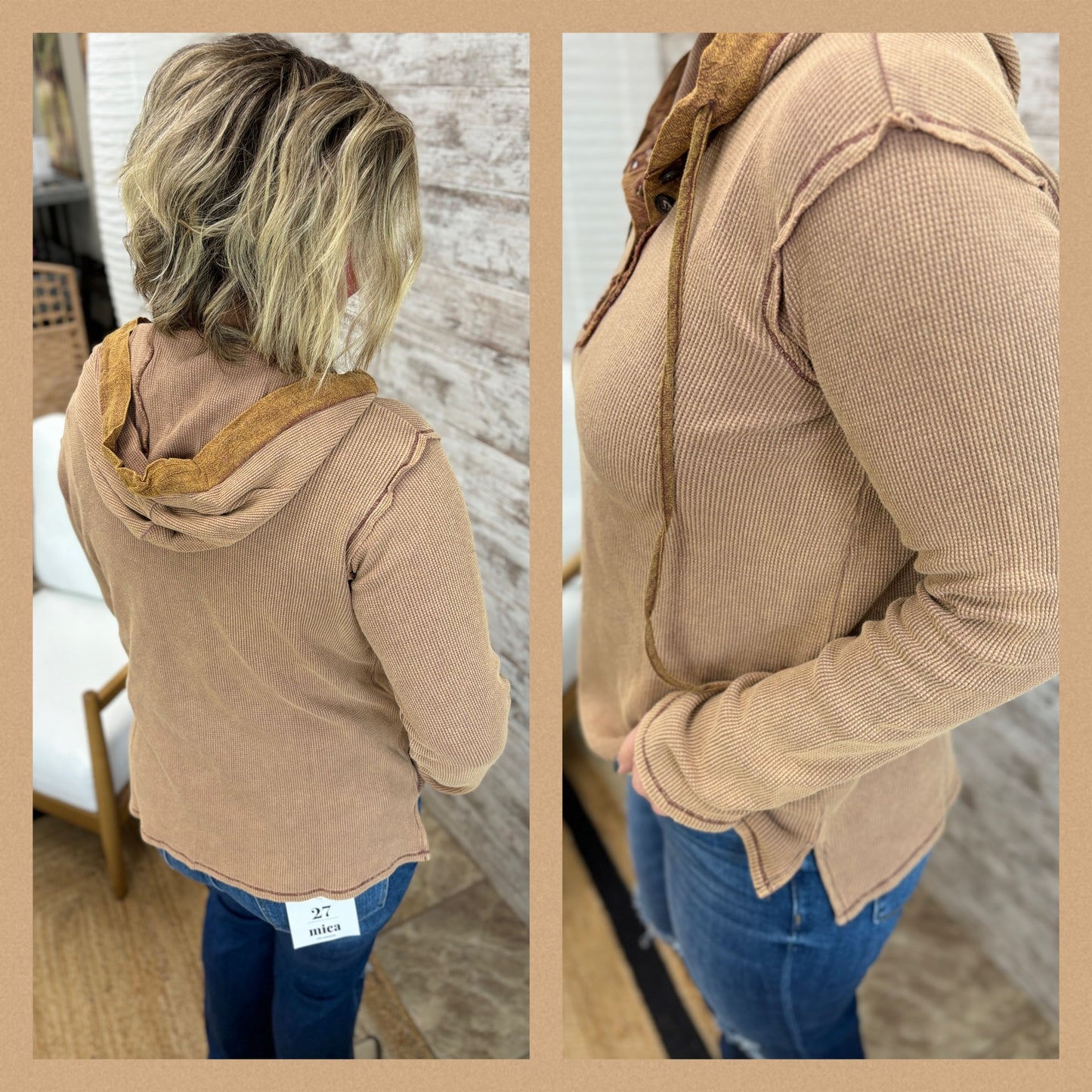 Snow Wash Thermal Hoodie ~ 2 Colors