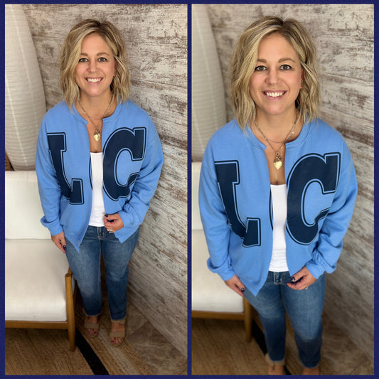 LC Columbia Blue Sweatshirt Cardigan