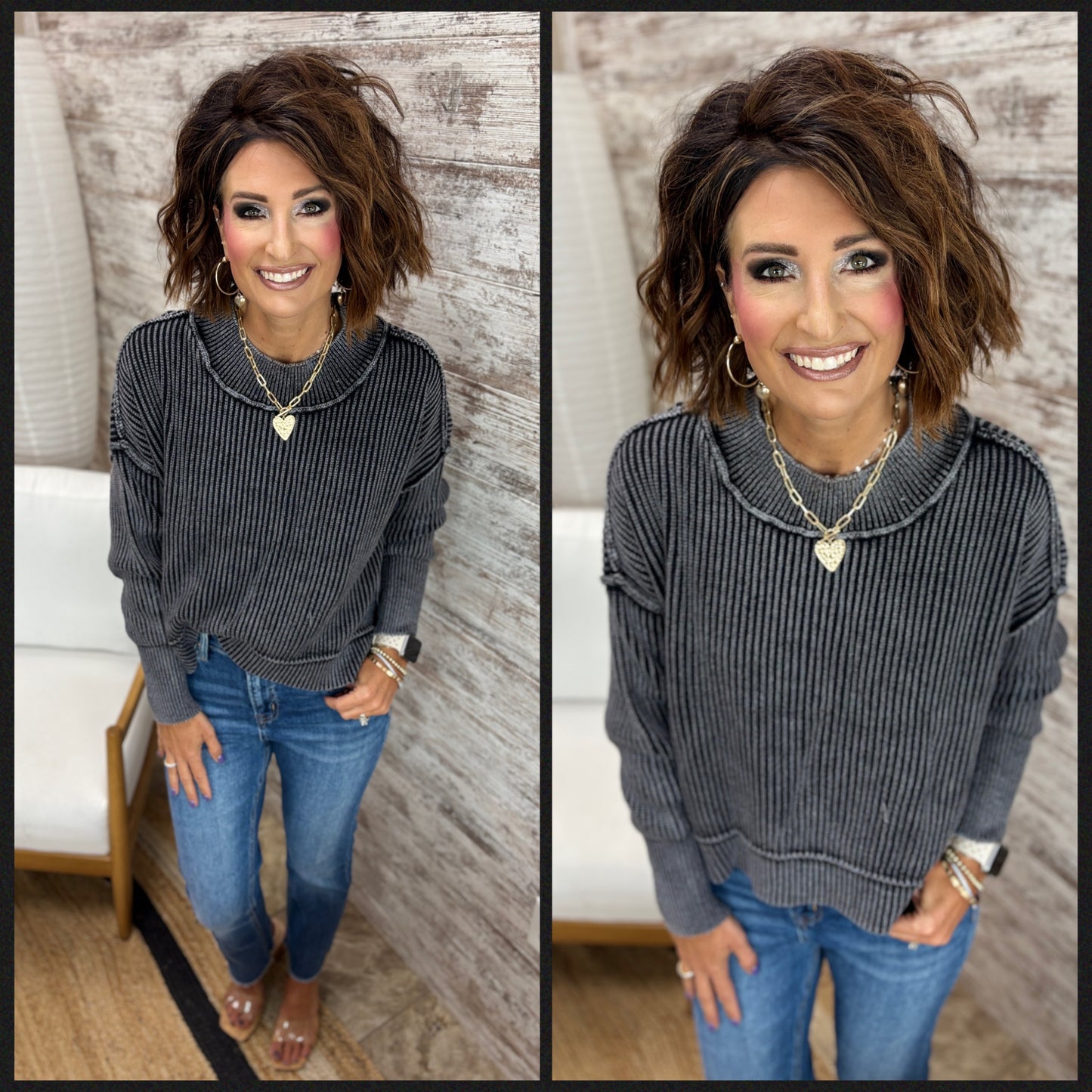 Washed Cropped Oversize Sweater ~ 3 Colors
