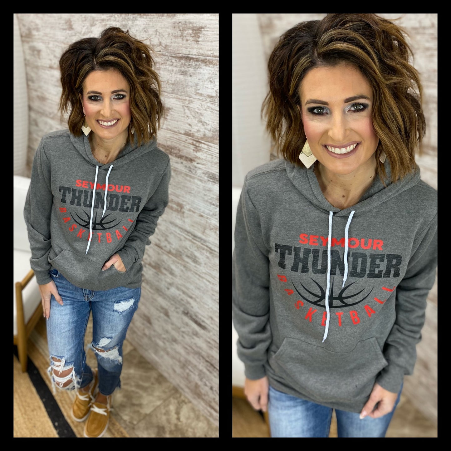 Seymour Basketball Deep Grey Bella Hoodie
