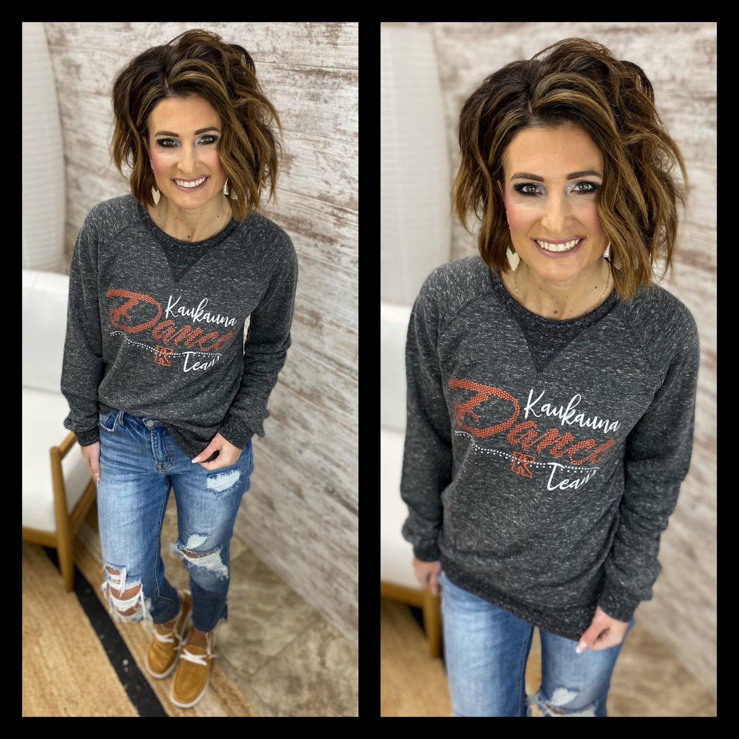 Kaukauna Dance Charcoal Snow Crewneck