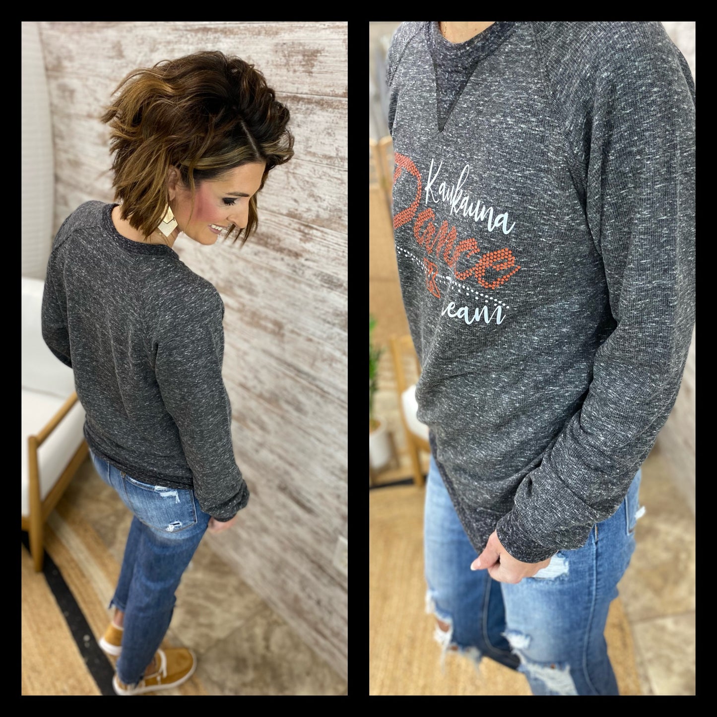 Kaukauna Dance Charcoal Snow Crewneck