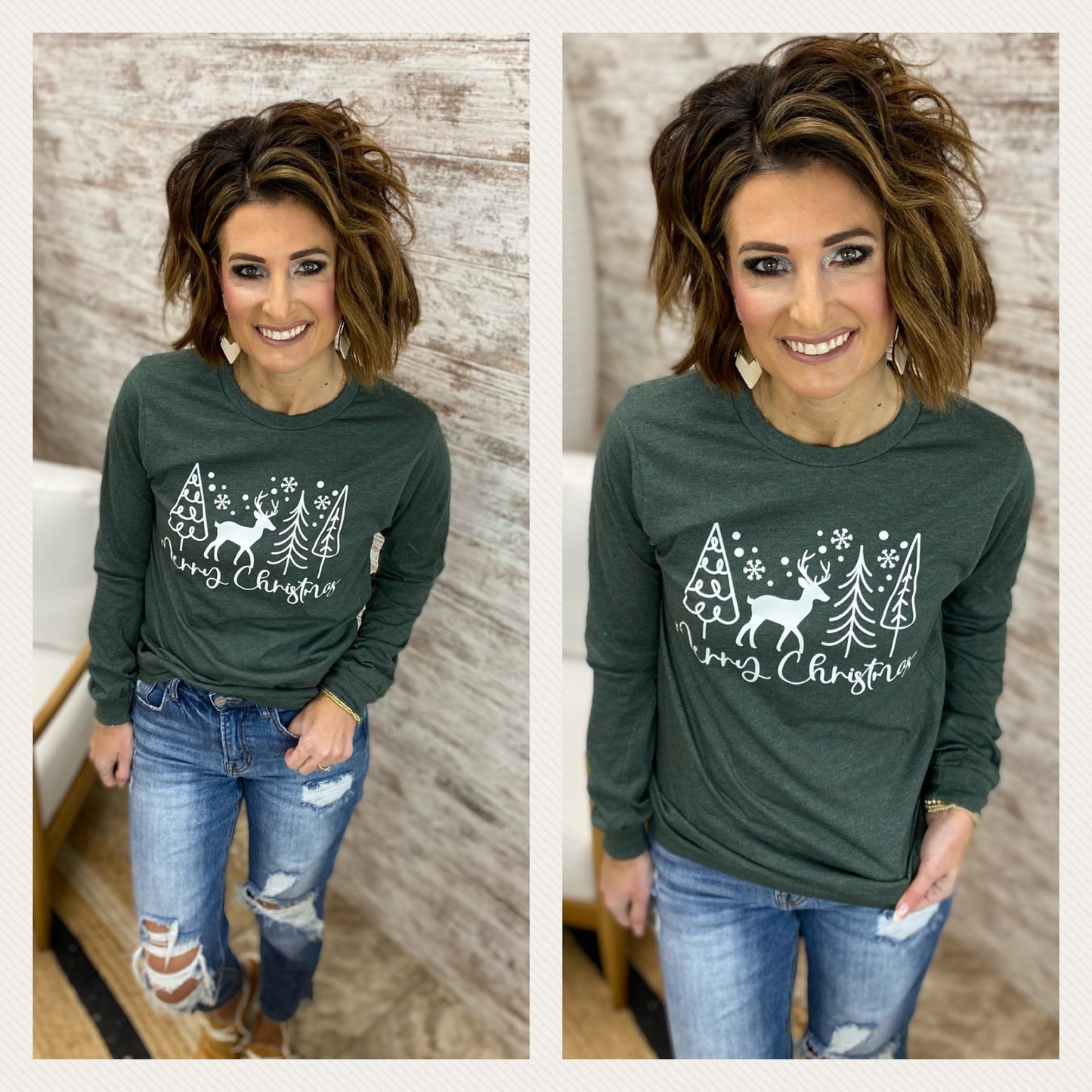 Merry Christmas Heather Forest Bella Long Sleeve