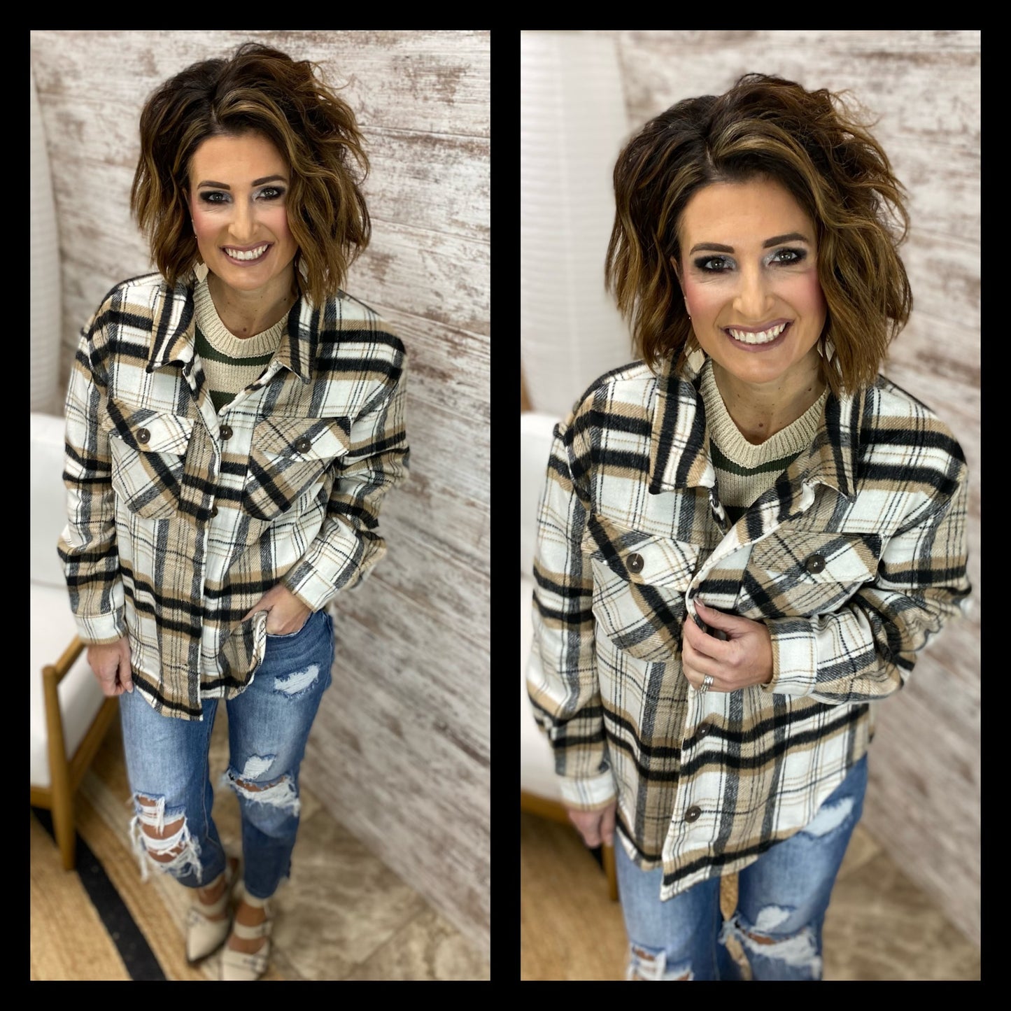 Black/Brown Plaid Shacket
