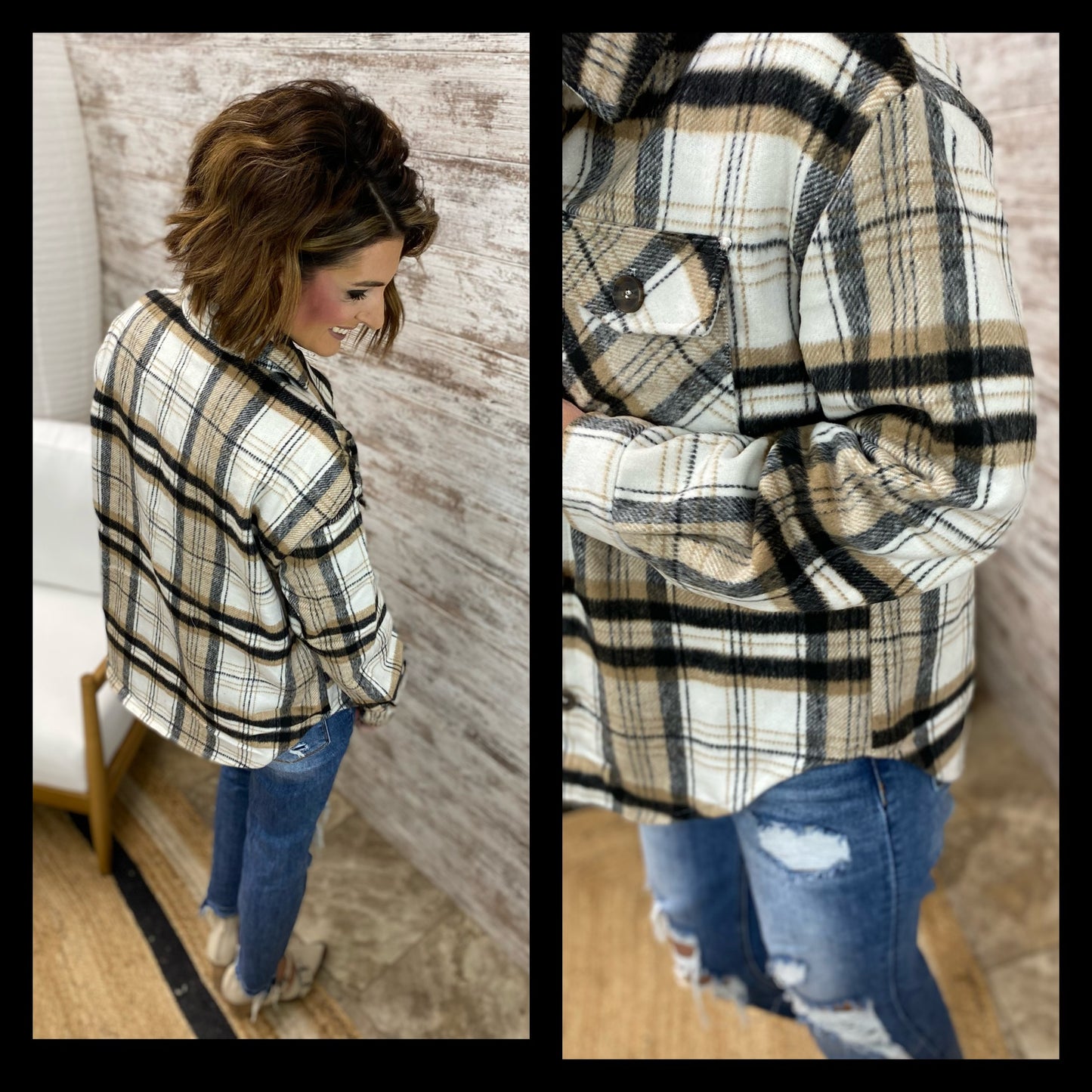Black/Brown Plaid Shacket