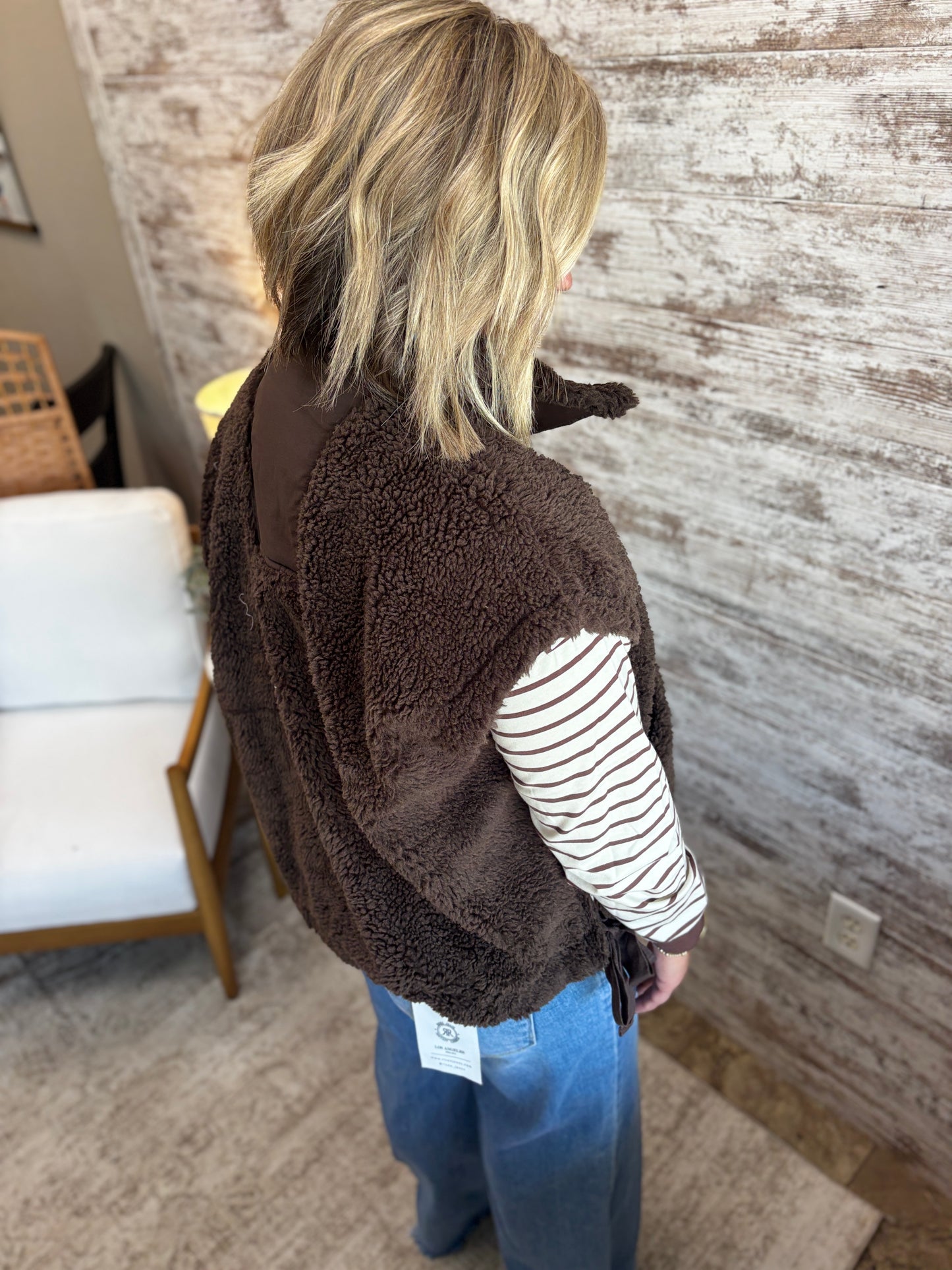 Brown Sherpa Tie Vest