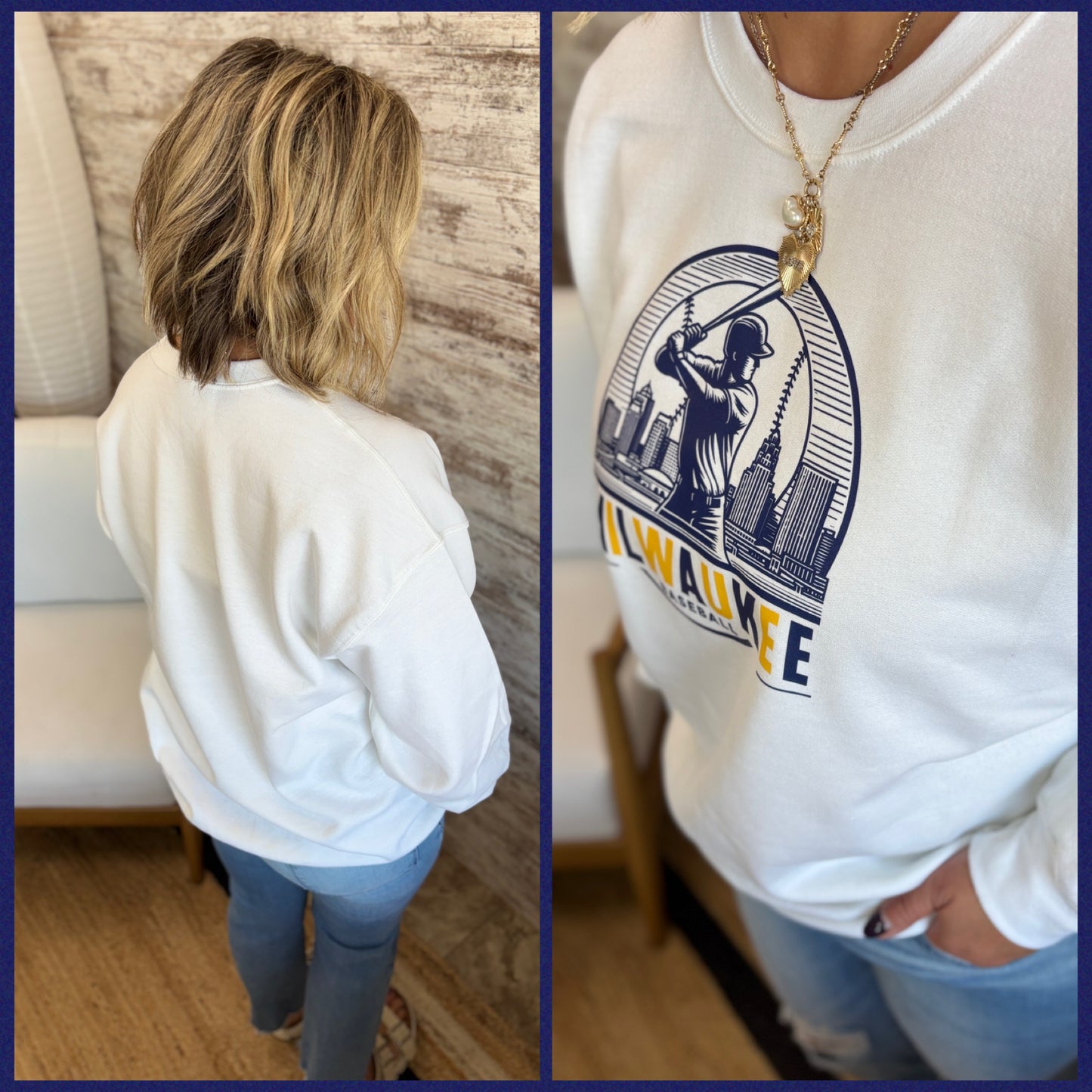 Milwaukee Baseball White Gildan Crew ~ Adult and Youth