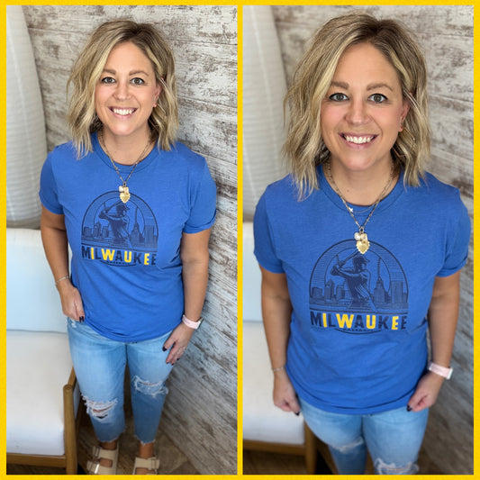 Milwaukee Baseball Navy and Gold Bella Tee~ Adult and Youth ~ 2 Colors