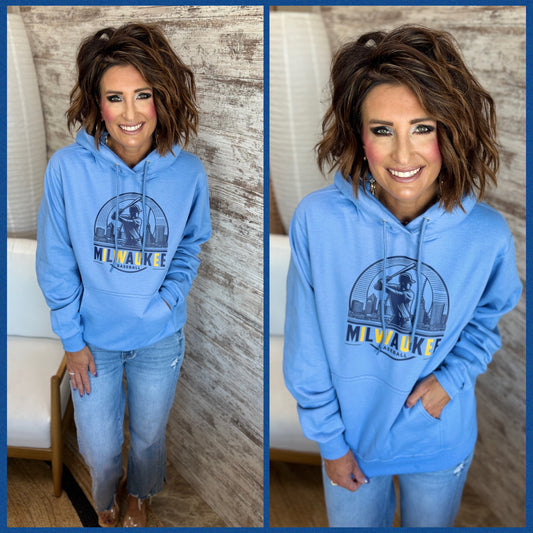 Milwaukee Baseball Columbia Blue Port & Company Hoodie ~ Youth and Adult