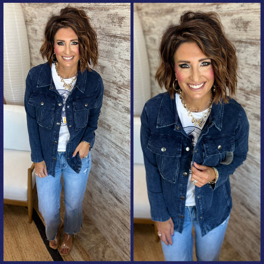 Navy Mineral Wash Shacket