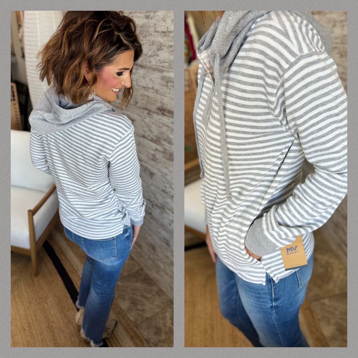 Striped Alina Henley Hoodie~ 2 Colors