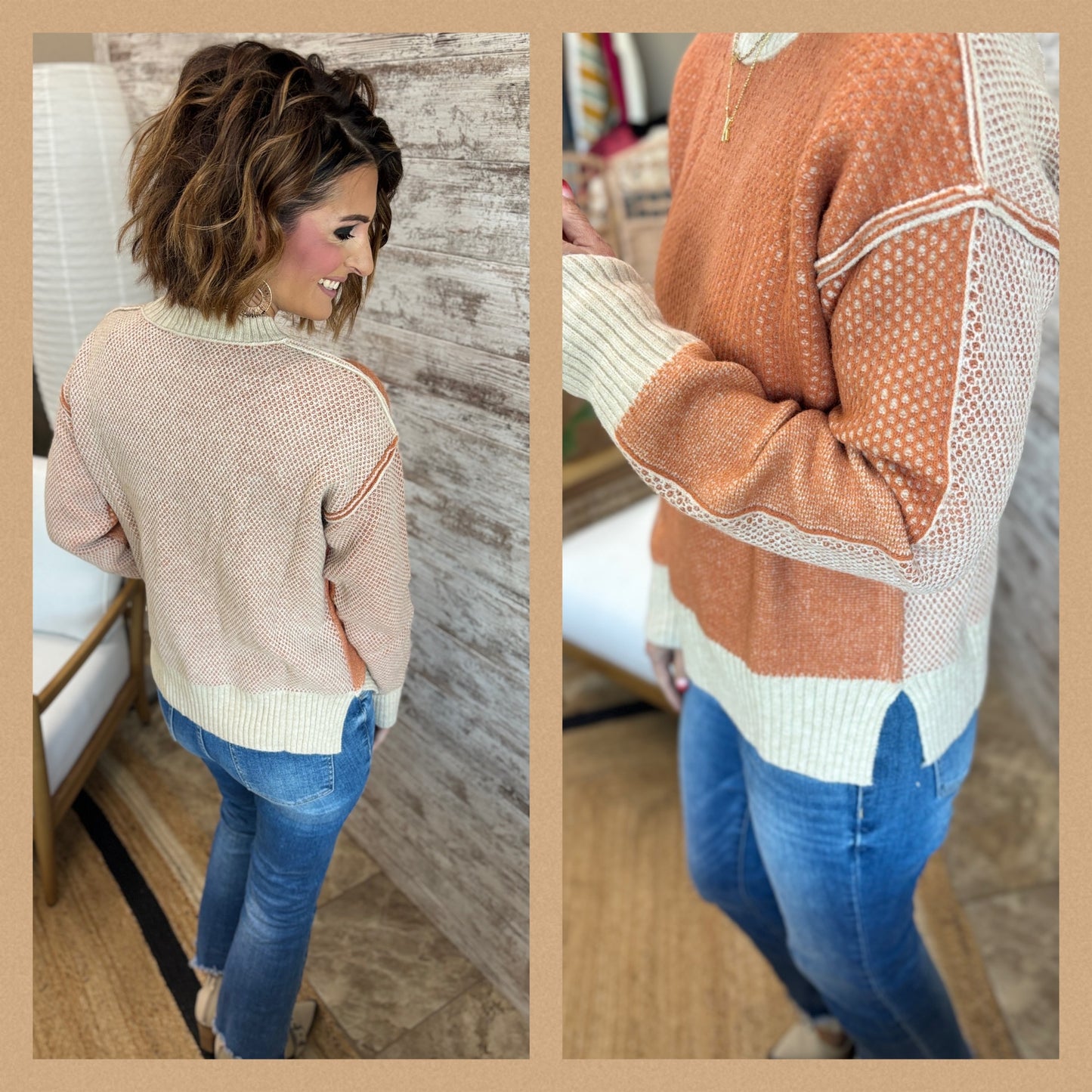 Color Block Drop Shoulder Sweater-2 Colors