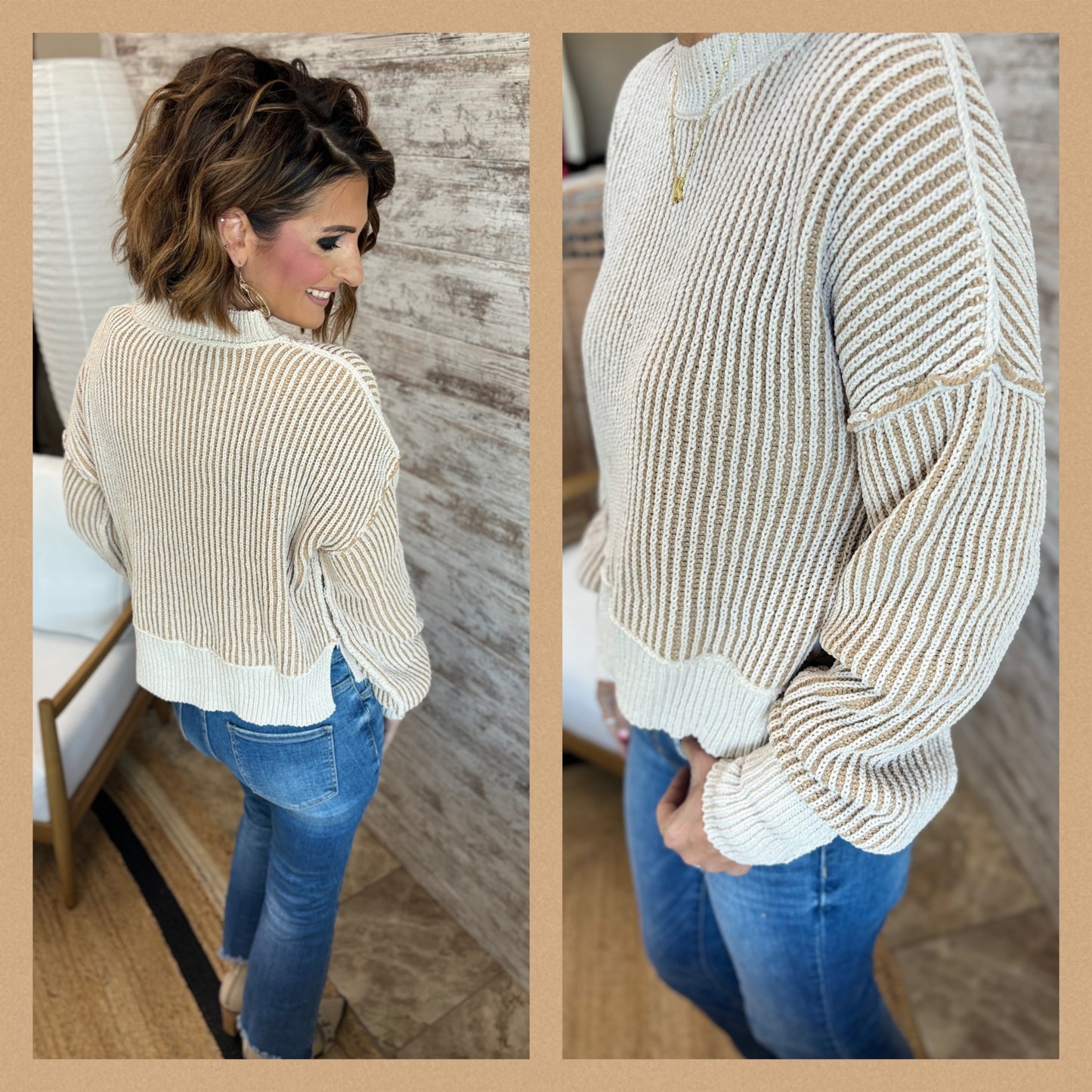 Two Tone Crop Sweater ~ 2 Colors