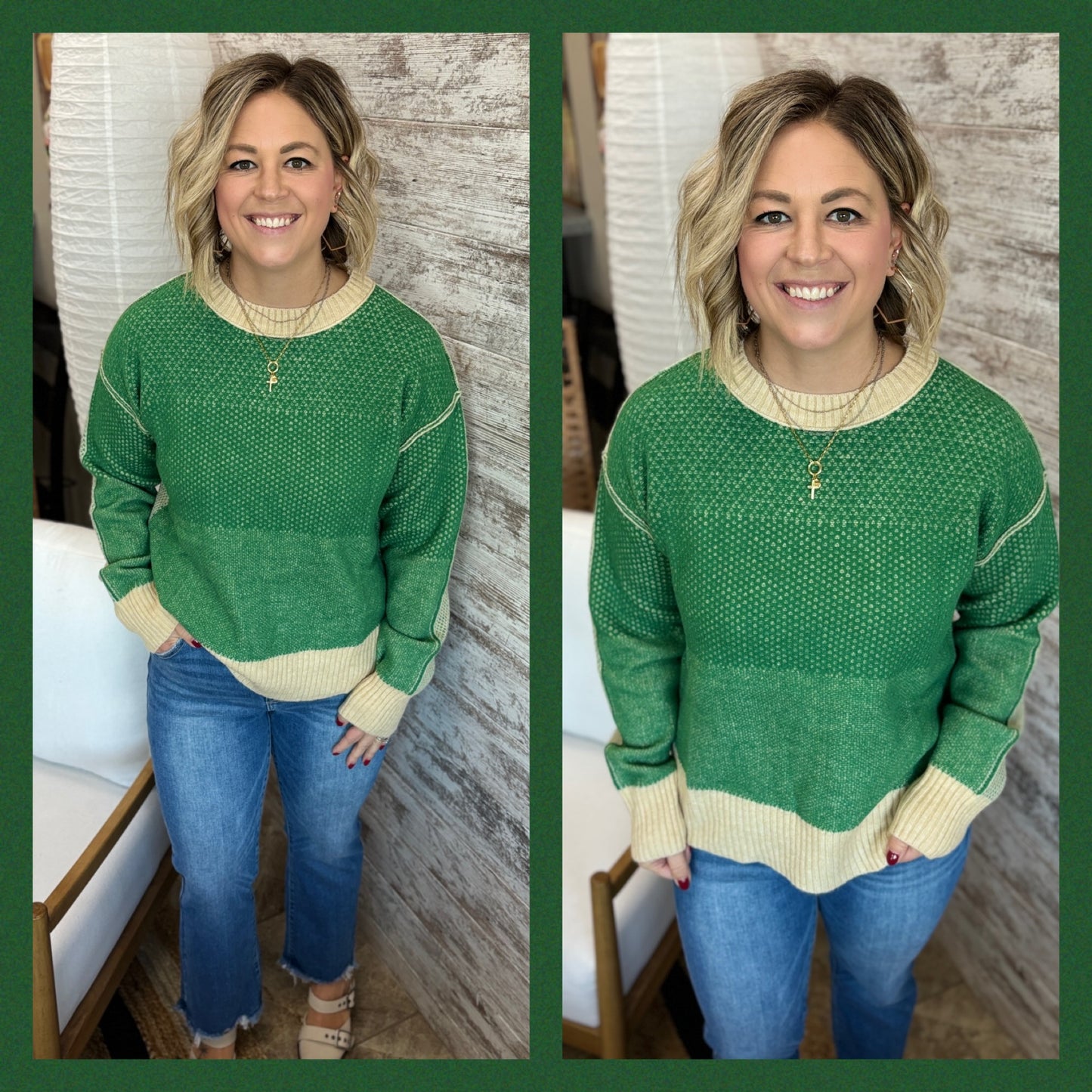 Color Block Drop Shoulder Sweater-2 Colors