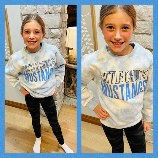 Little Chute Youth Sky Blue Tie Dye Crewneck