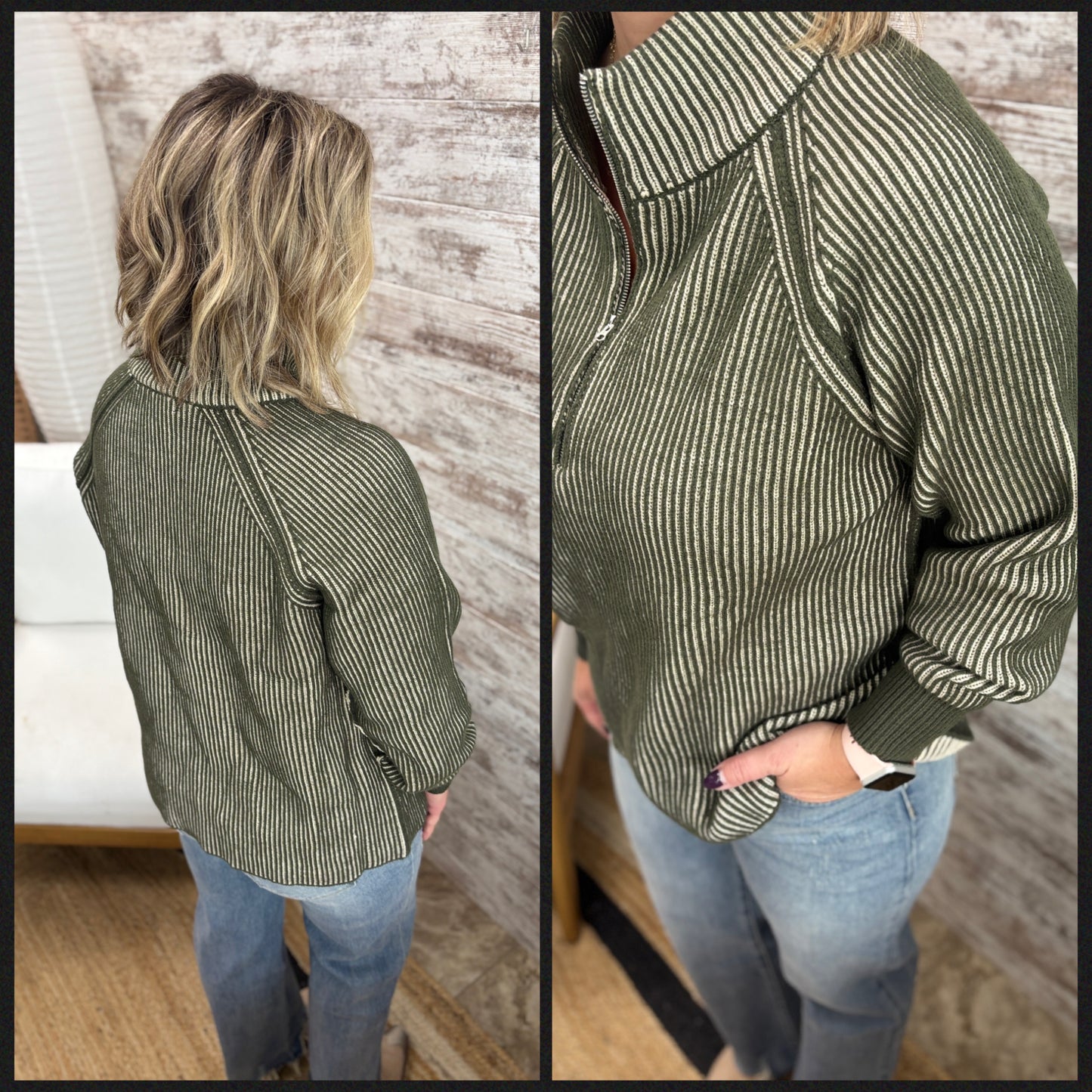 Two Tone Half Zip Sweater~ 2 Colors