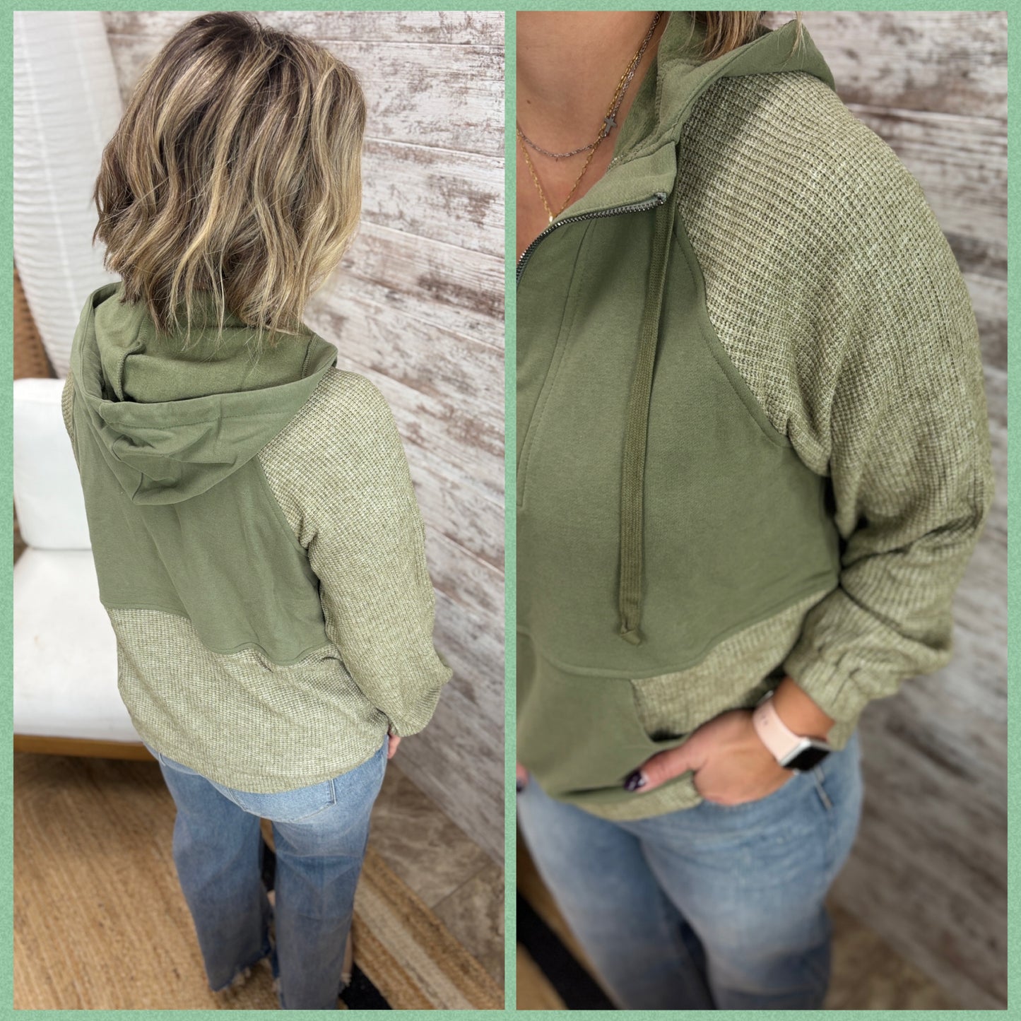 Soft Half Zip Hooded Top ~ 2 Colors